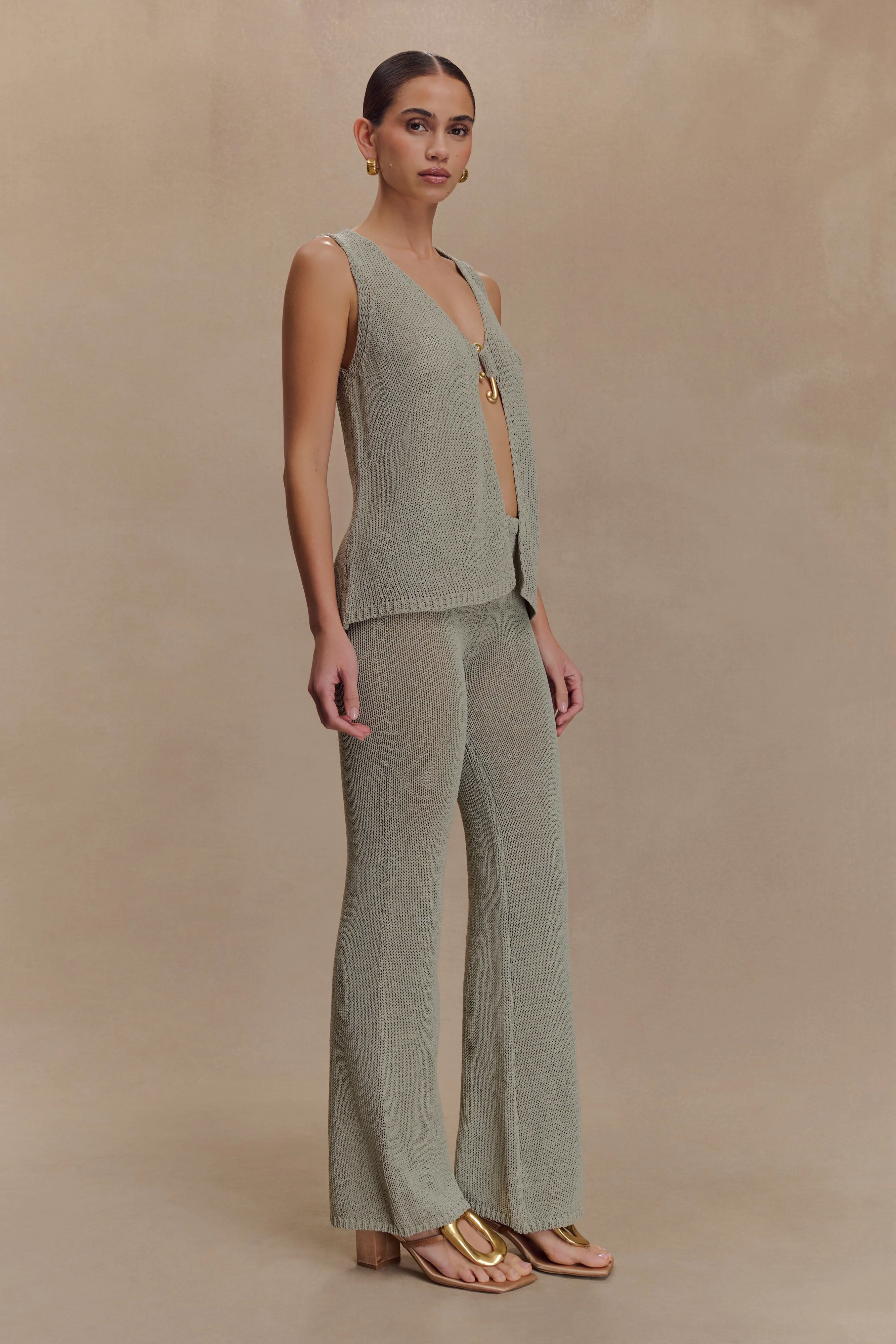 Malani Knit Top With Hardware - Sage - Image 4