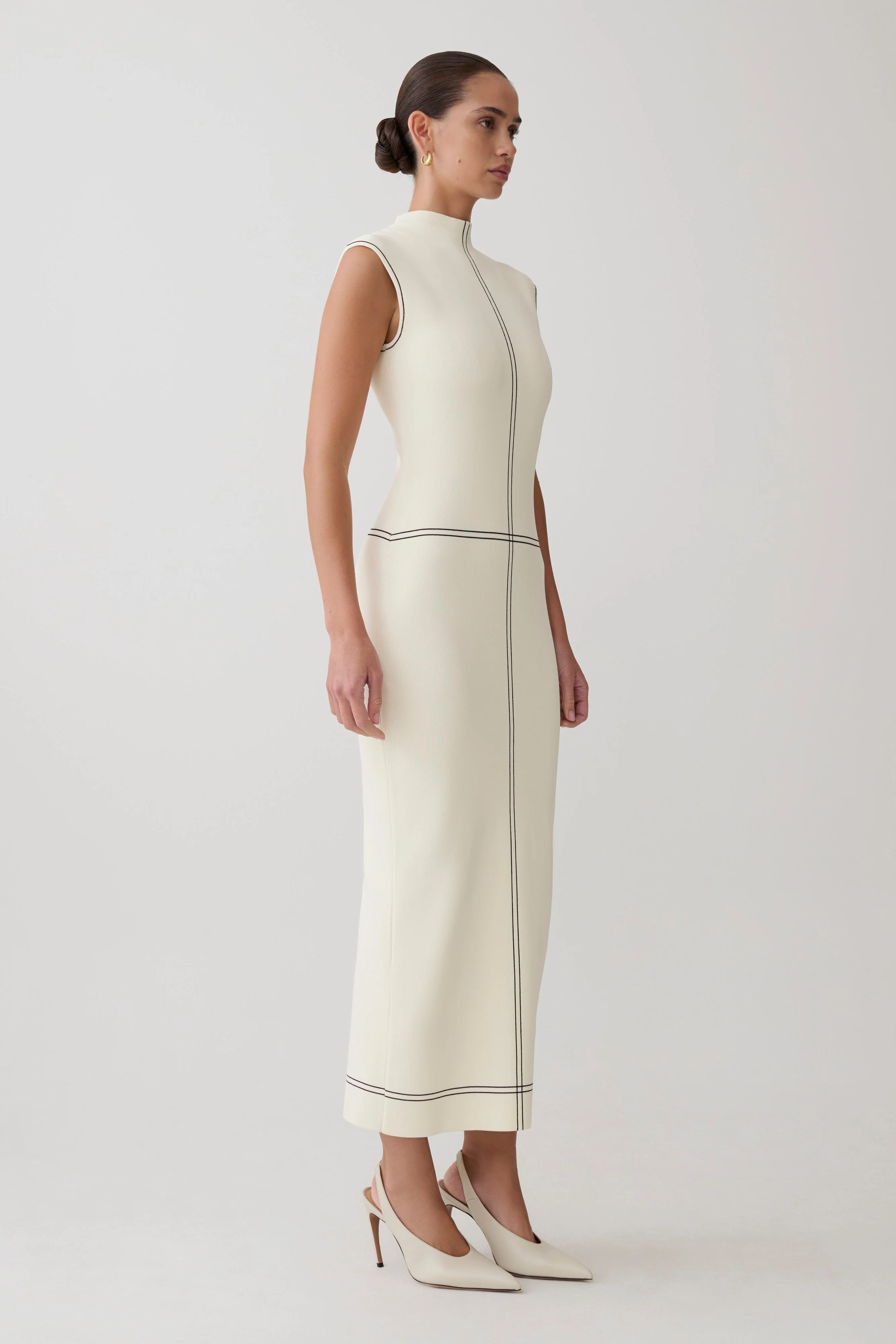 Malone Bandage Knit Midi Dress - Ivory - Image 4