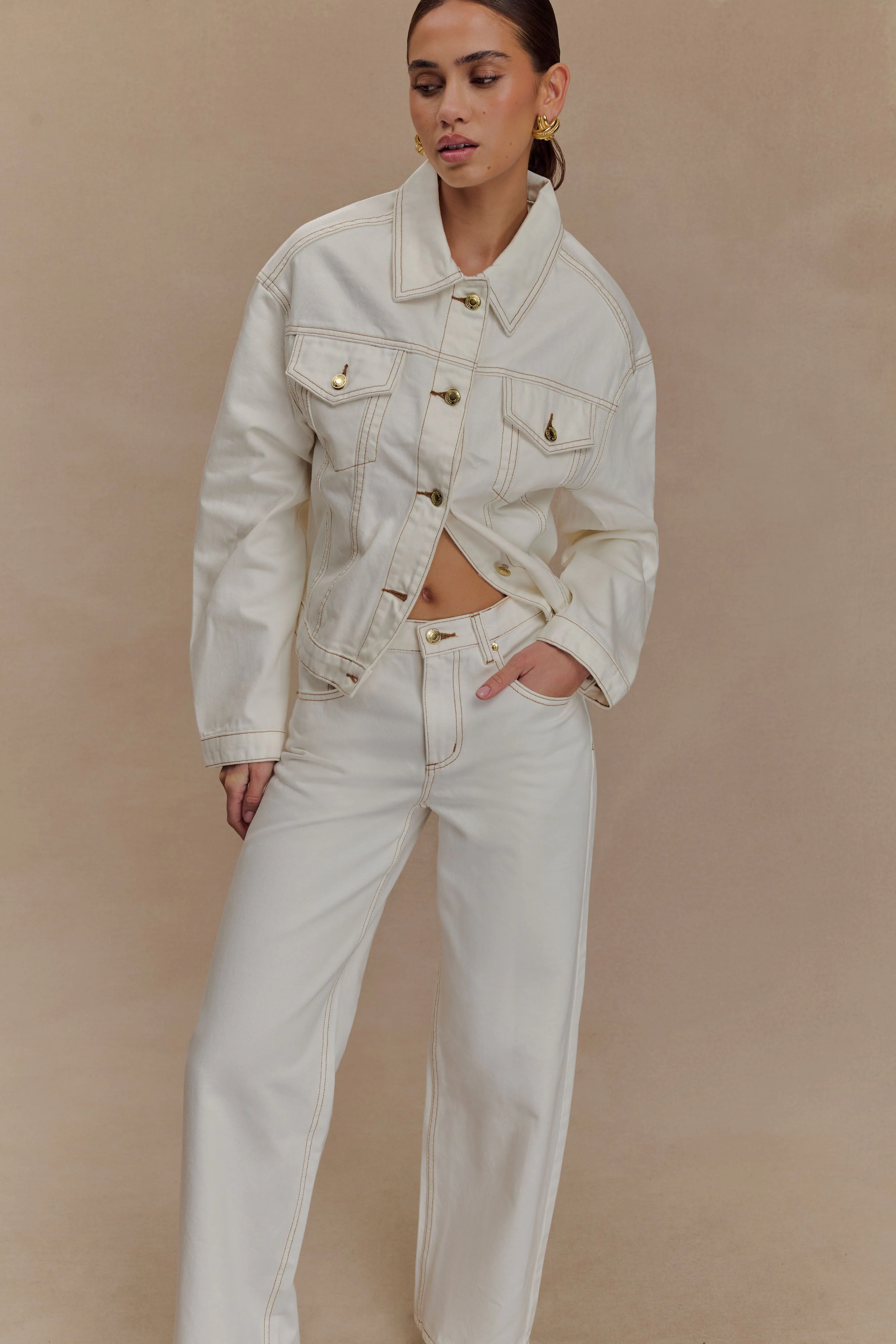Mannon Mid Rise Denim Jeans - White - Image 3