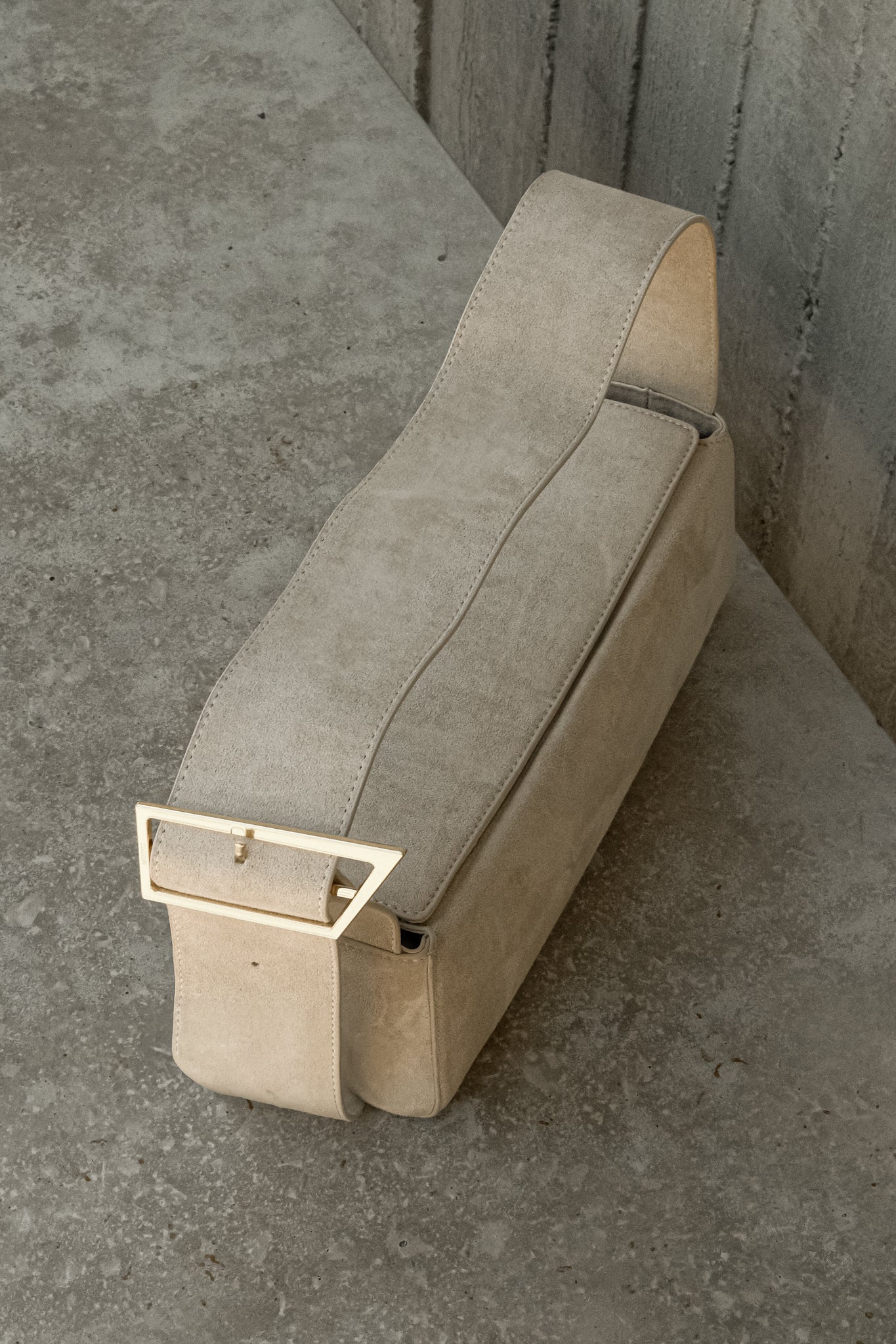 Maria Faux Suede Shoulder Bag - Stone - Image 3