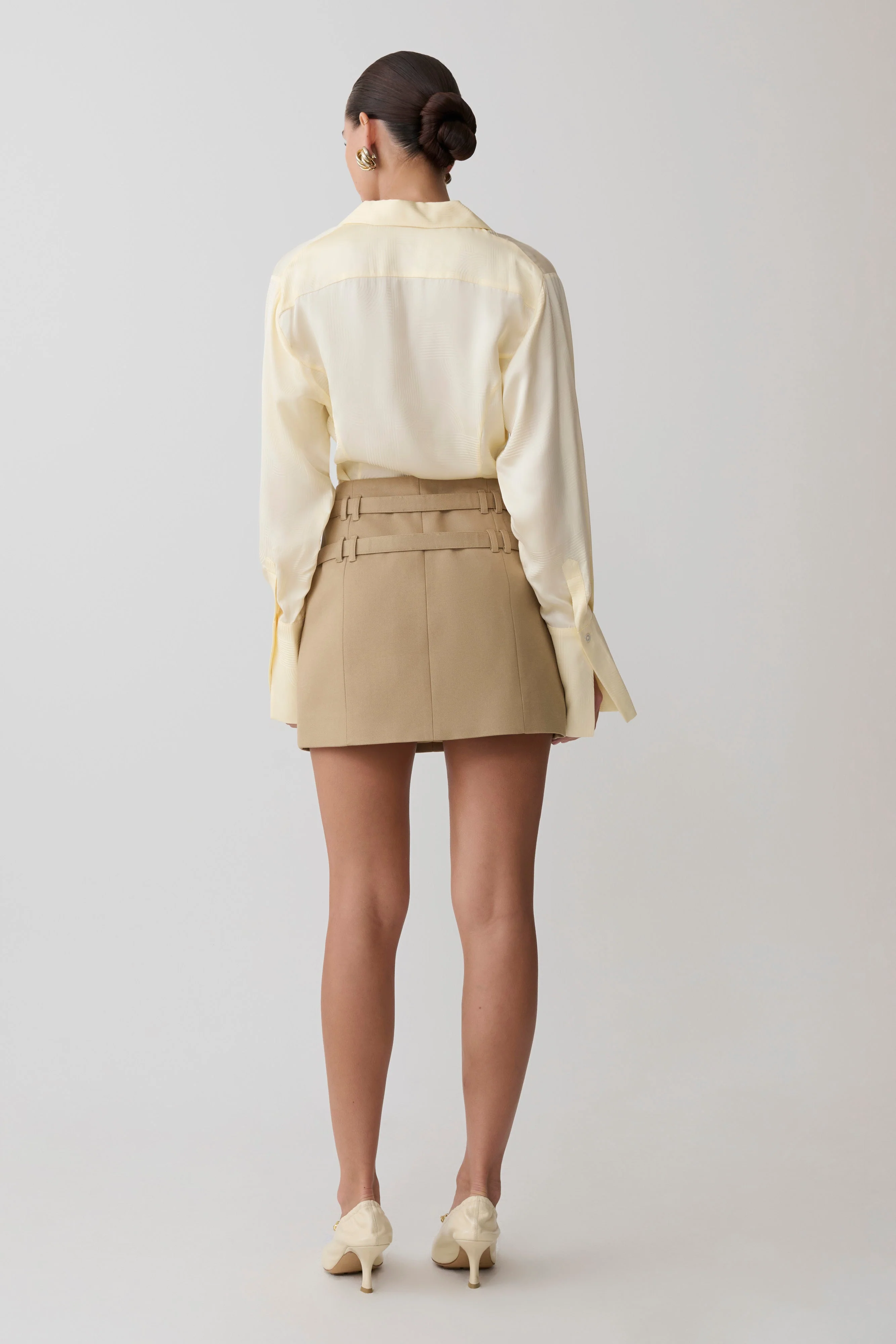 Marielle Double Belt Mini Skirt - Taupe - Image 2