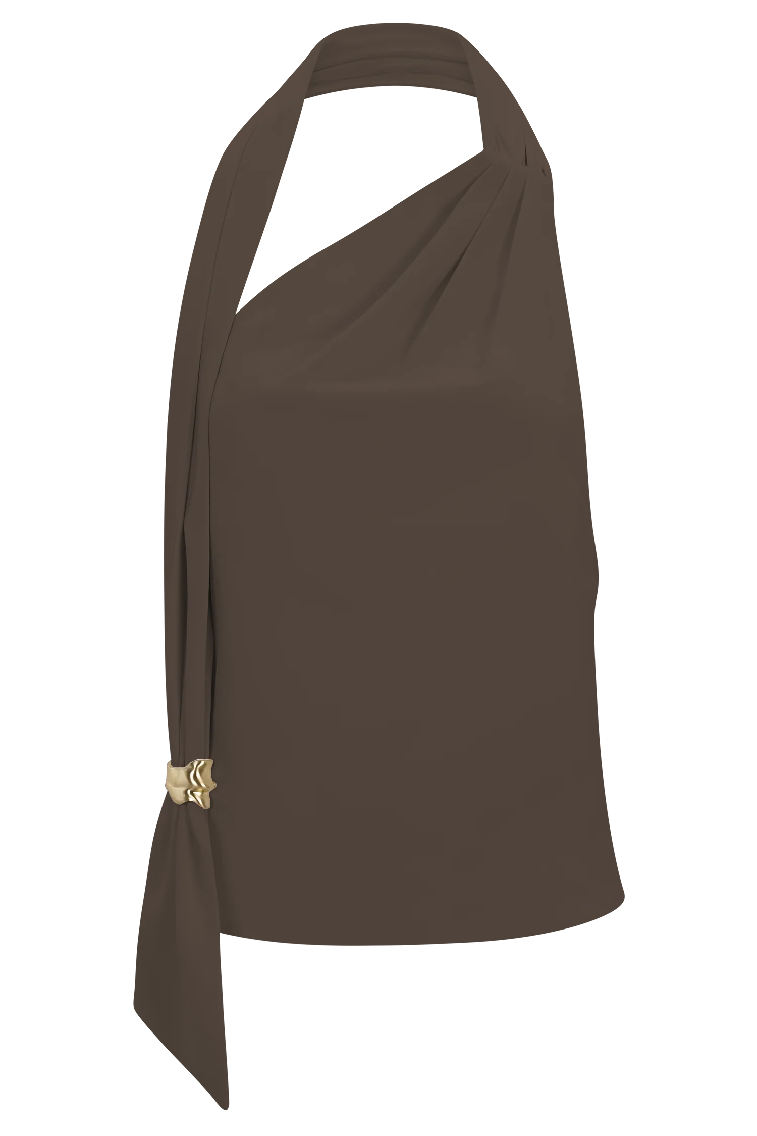 Marina Halter Top With Hardware - Cacao Brown - Image 10