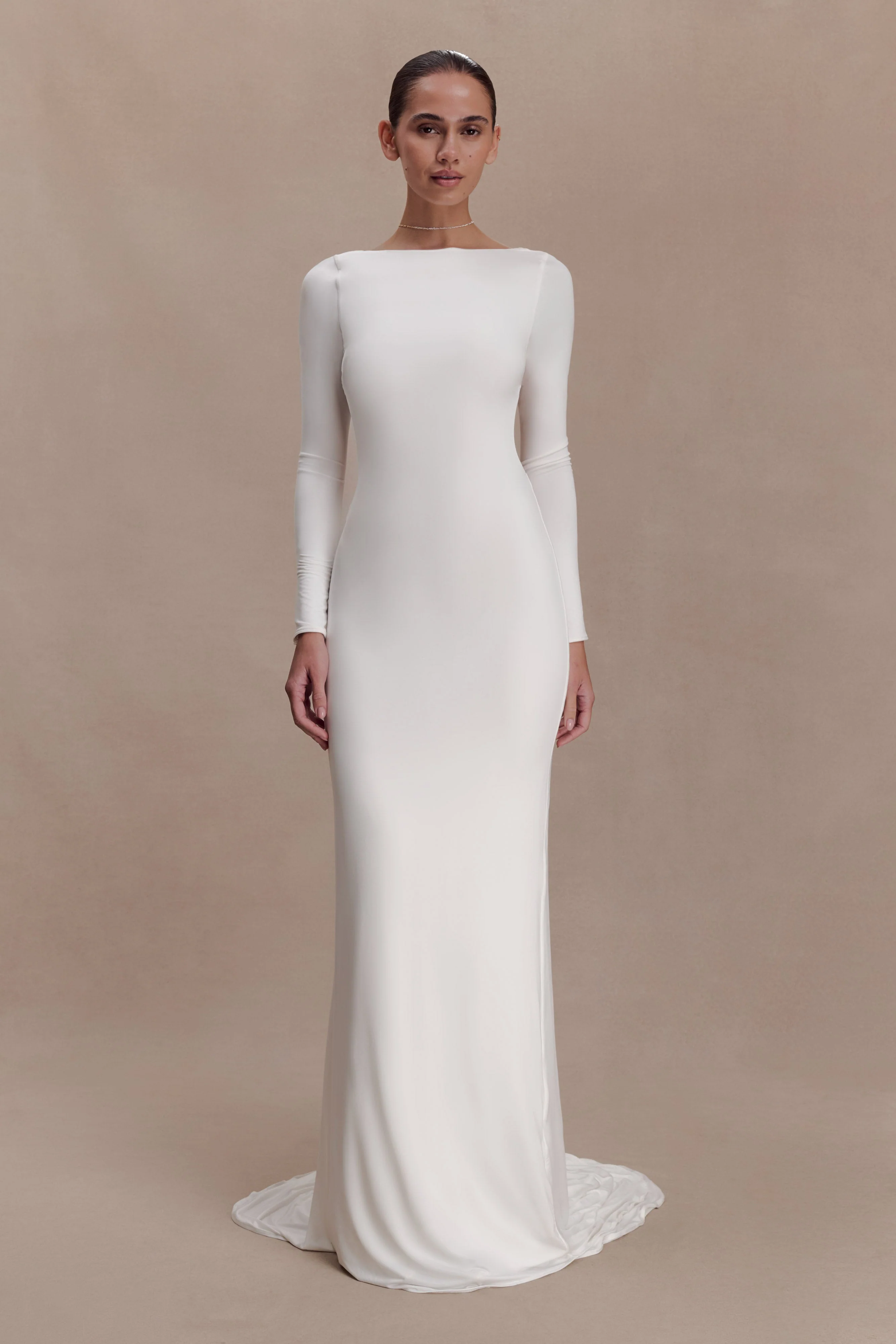 Marlene Slinky Low Back Maxi Dress - White - Image 2