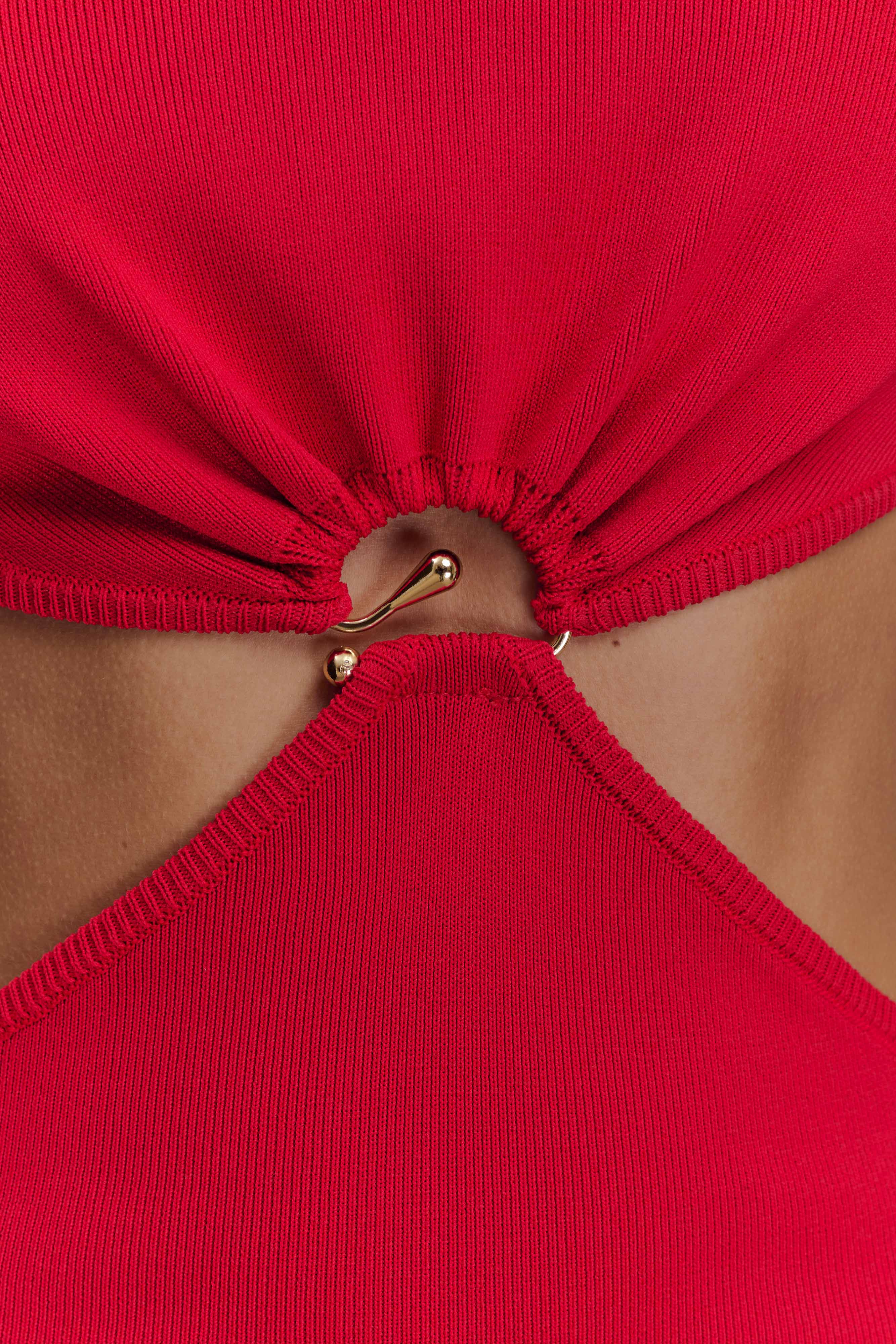 Marlowe Halter Knit Maxi Dress - Red - Image 7