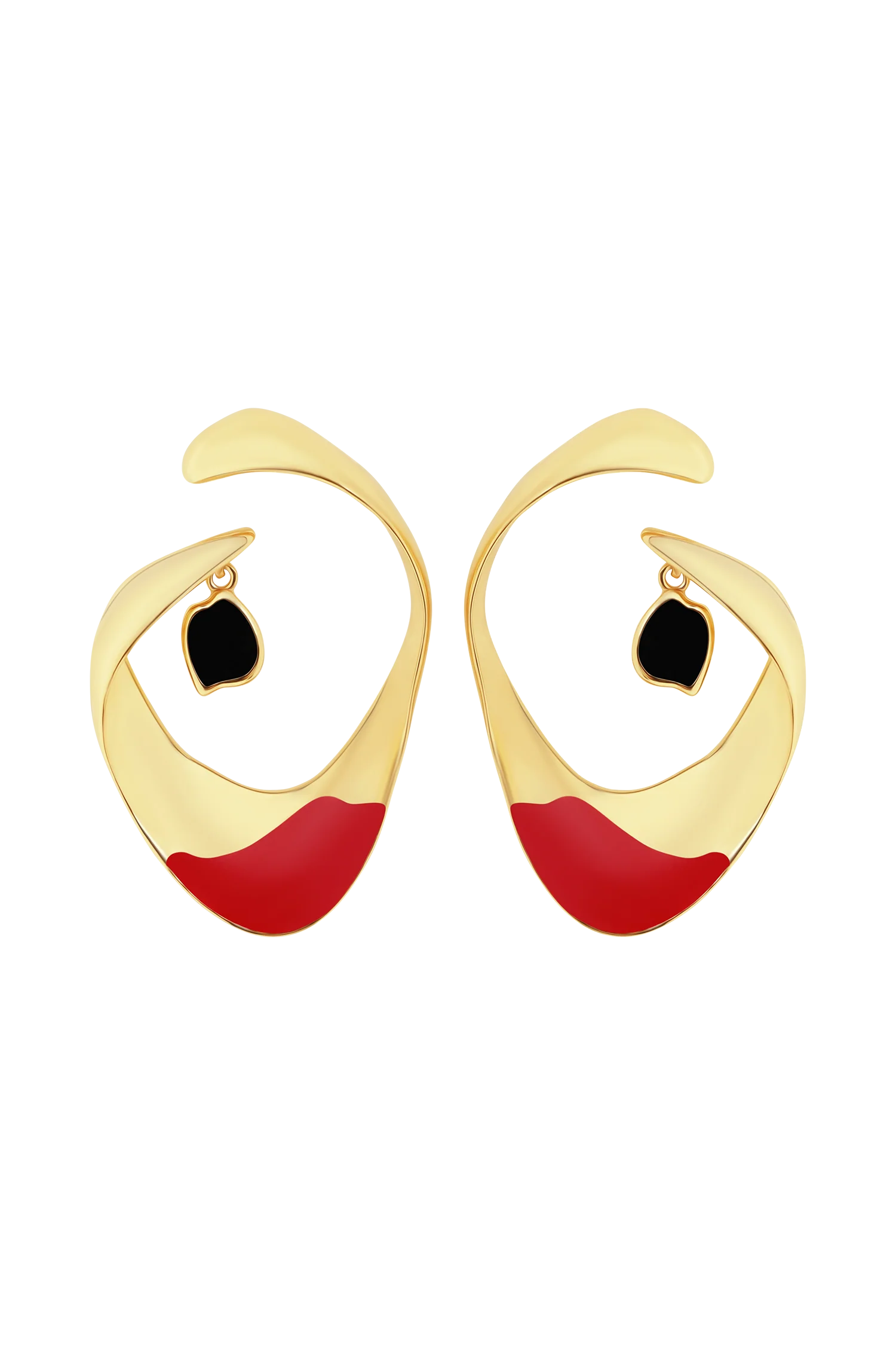 Marna Large Hoop Earrings With Stones - Gold - Image 6