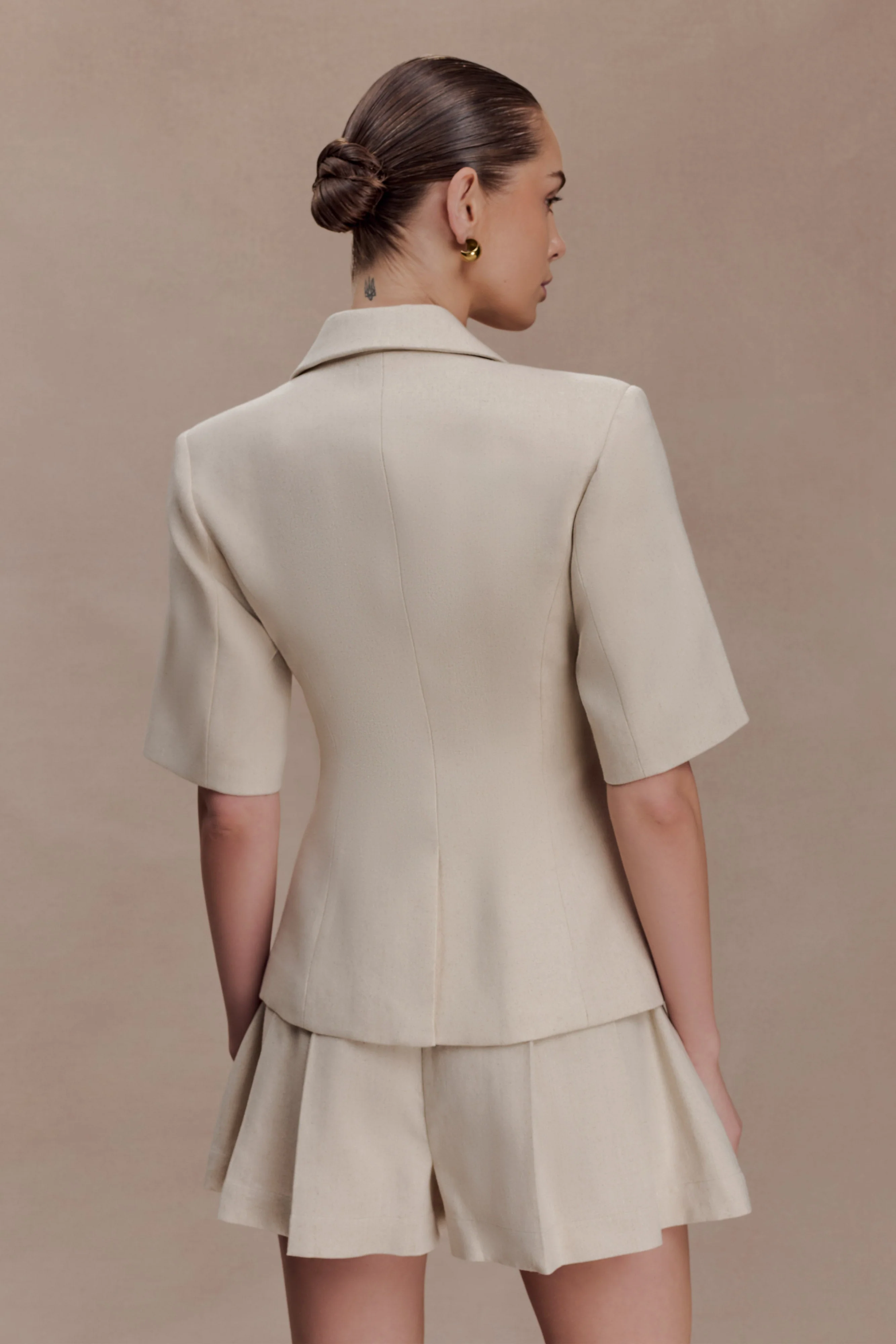 Martine Short Sleeve Linen Top - Natural - Image 2