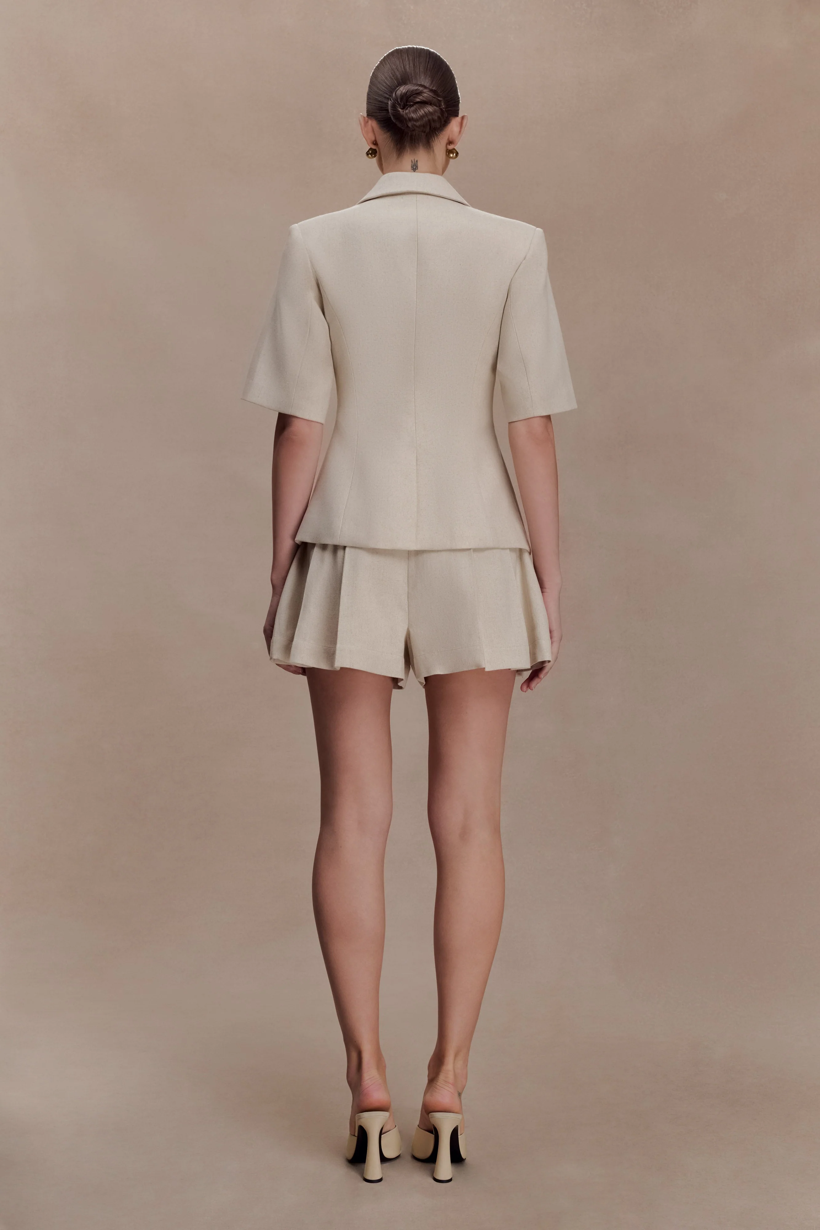 Martine Short Sleeve Linen Top - Natural - Image 5