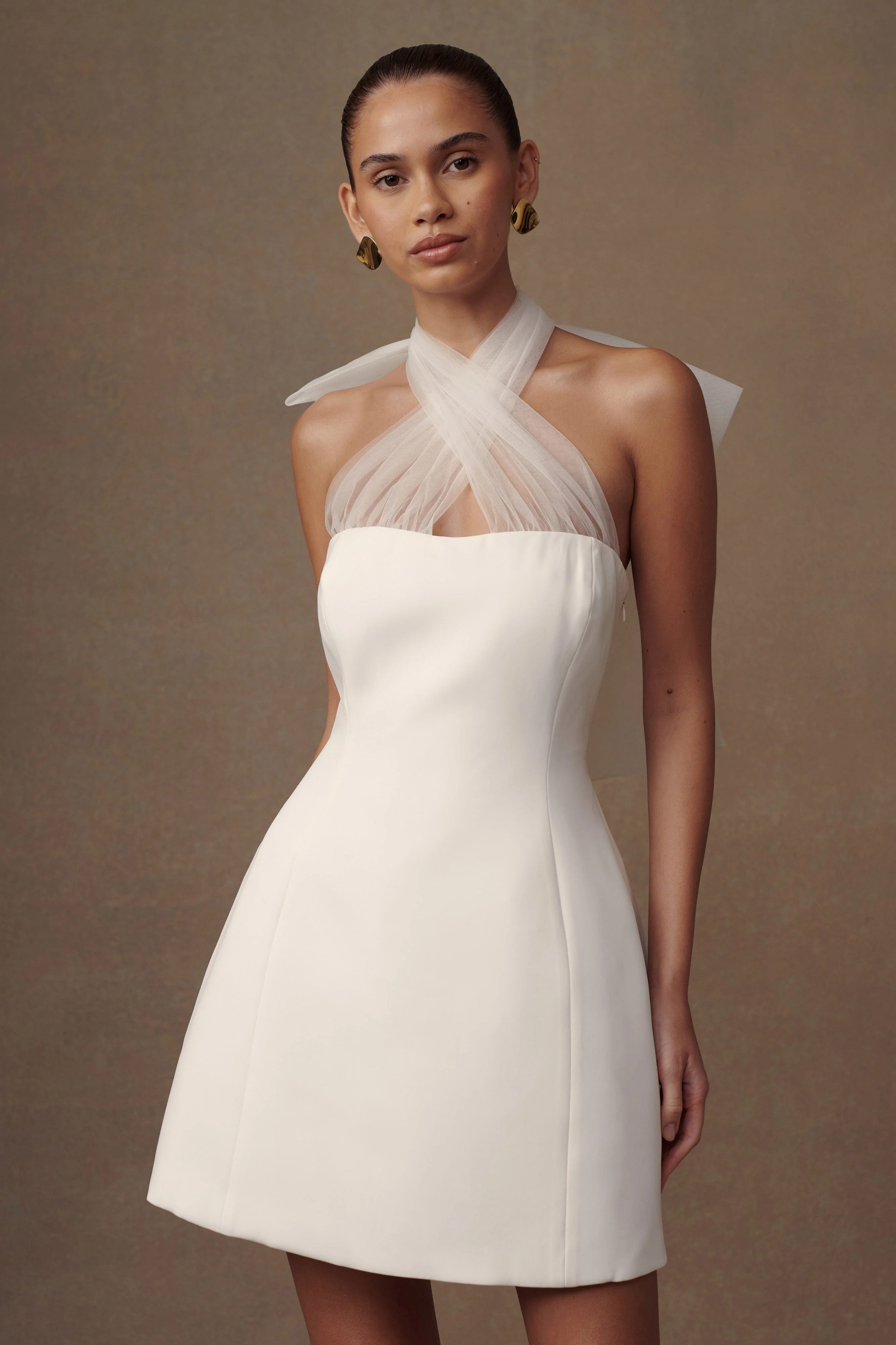 Maryam Tulle Bow Mini Dress - White - Image 4