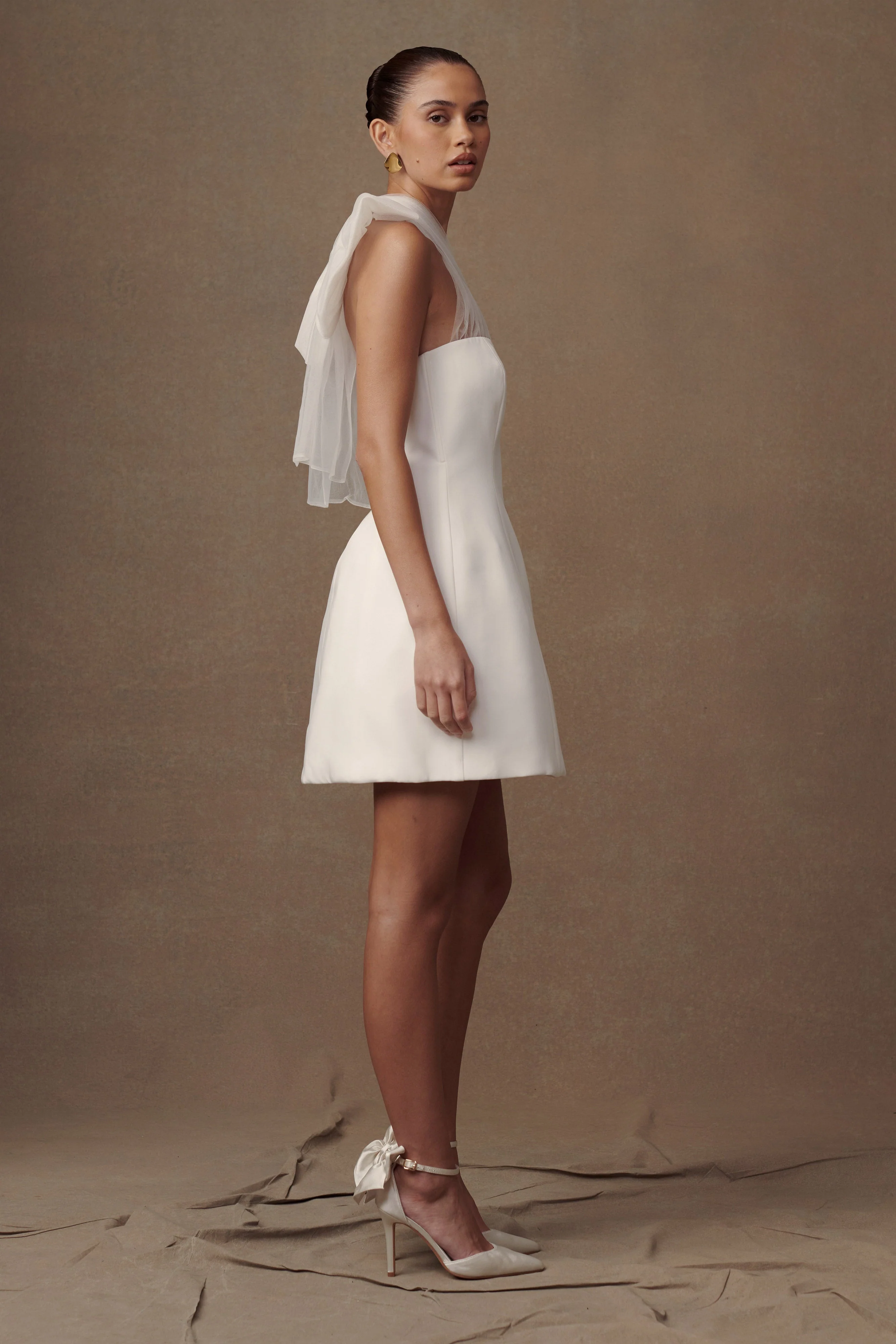 Maryam Tulle Bow Mini Dress - White - Image 8