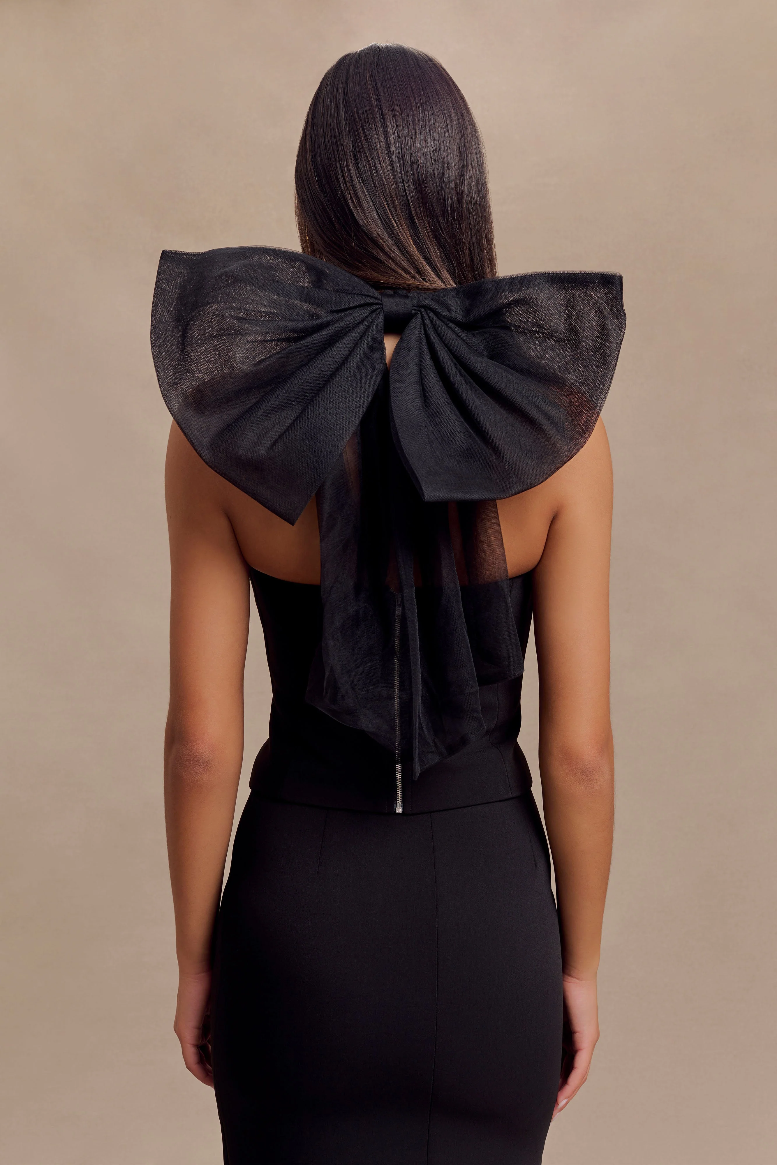 Maryam Tulle Bow Top - Black - Image 2