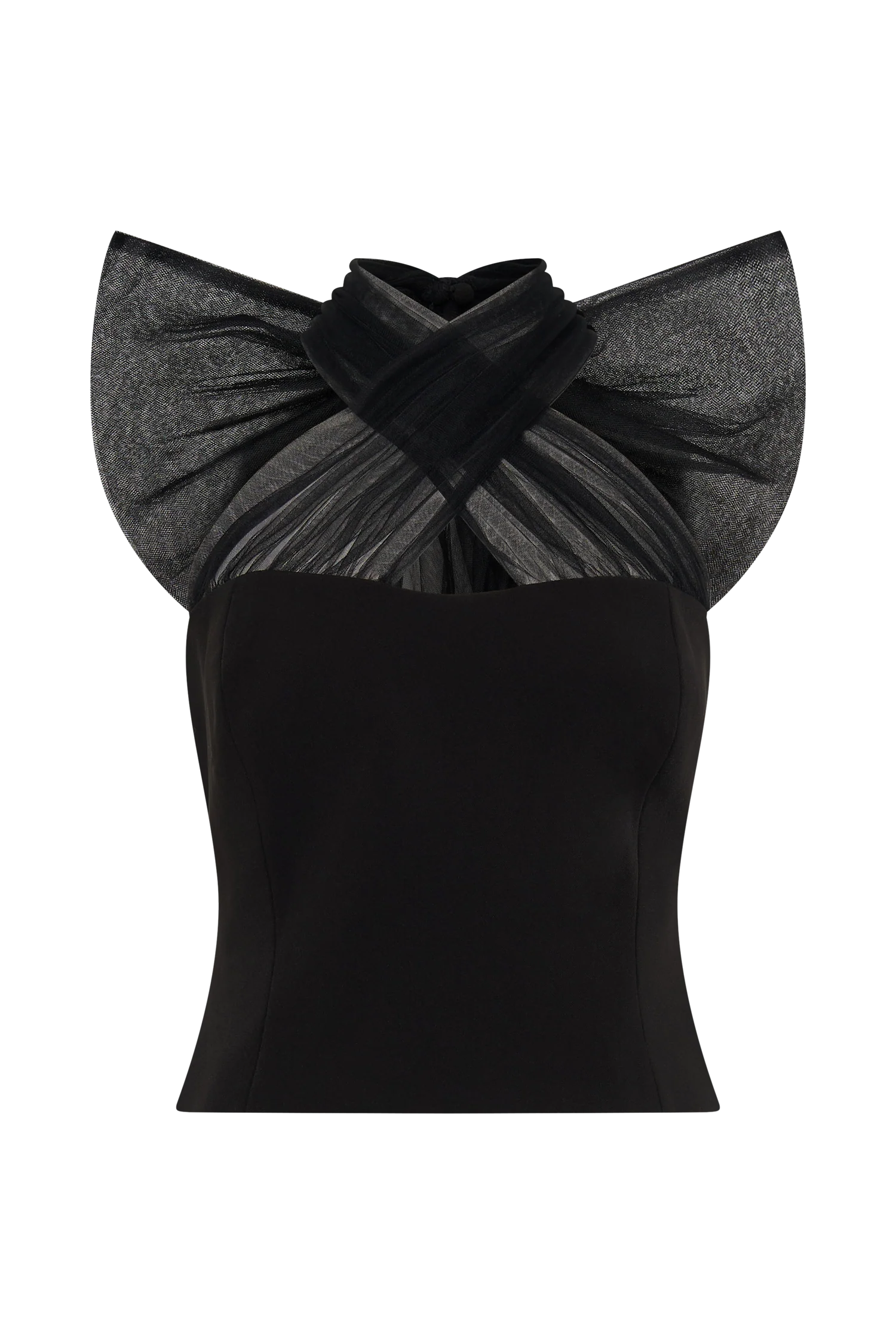 Maryam Tulle Bow Top - Black - Image 8
