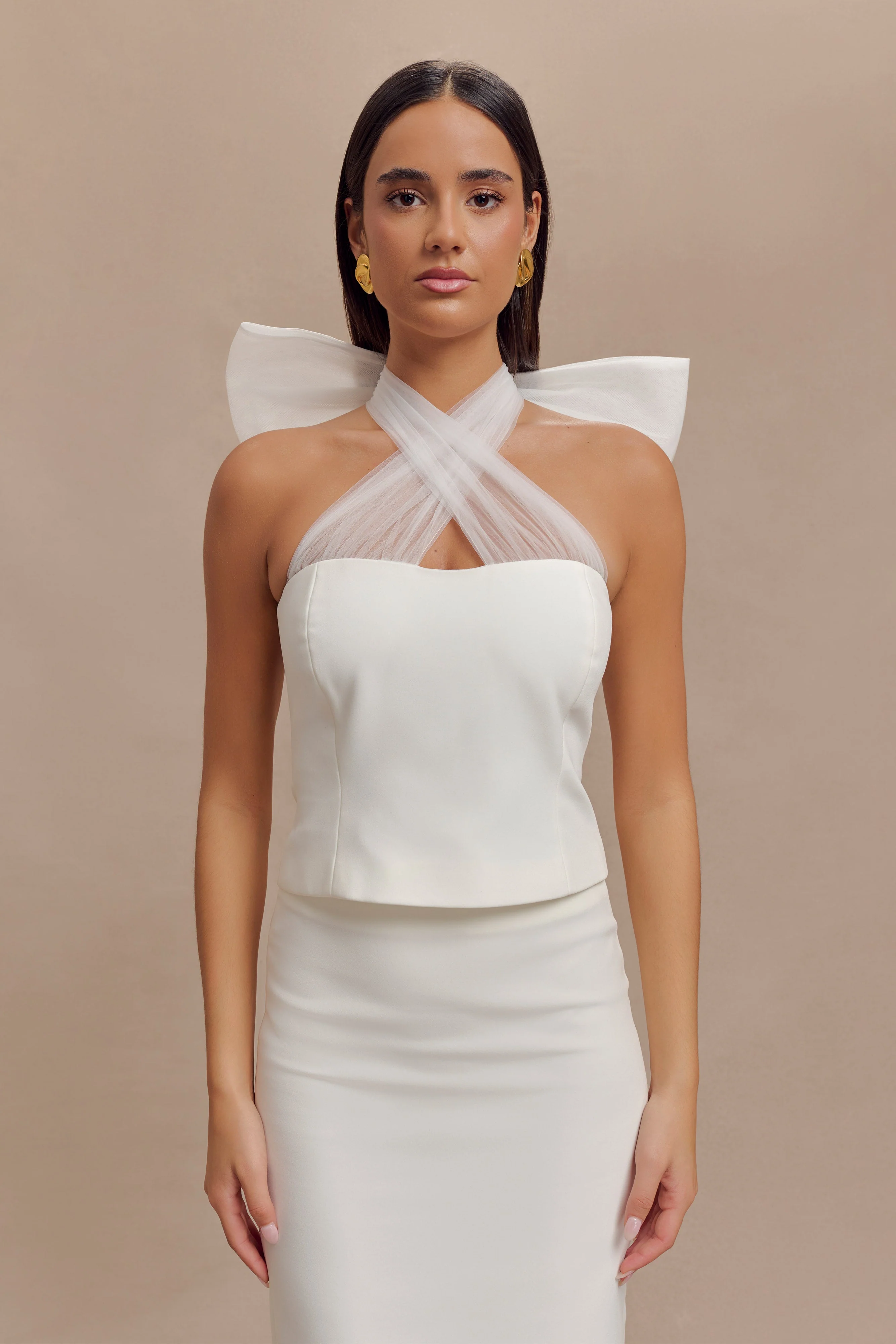 Maryam Tulle Bow Top - White - Image 8