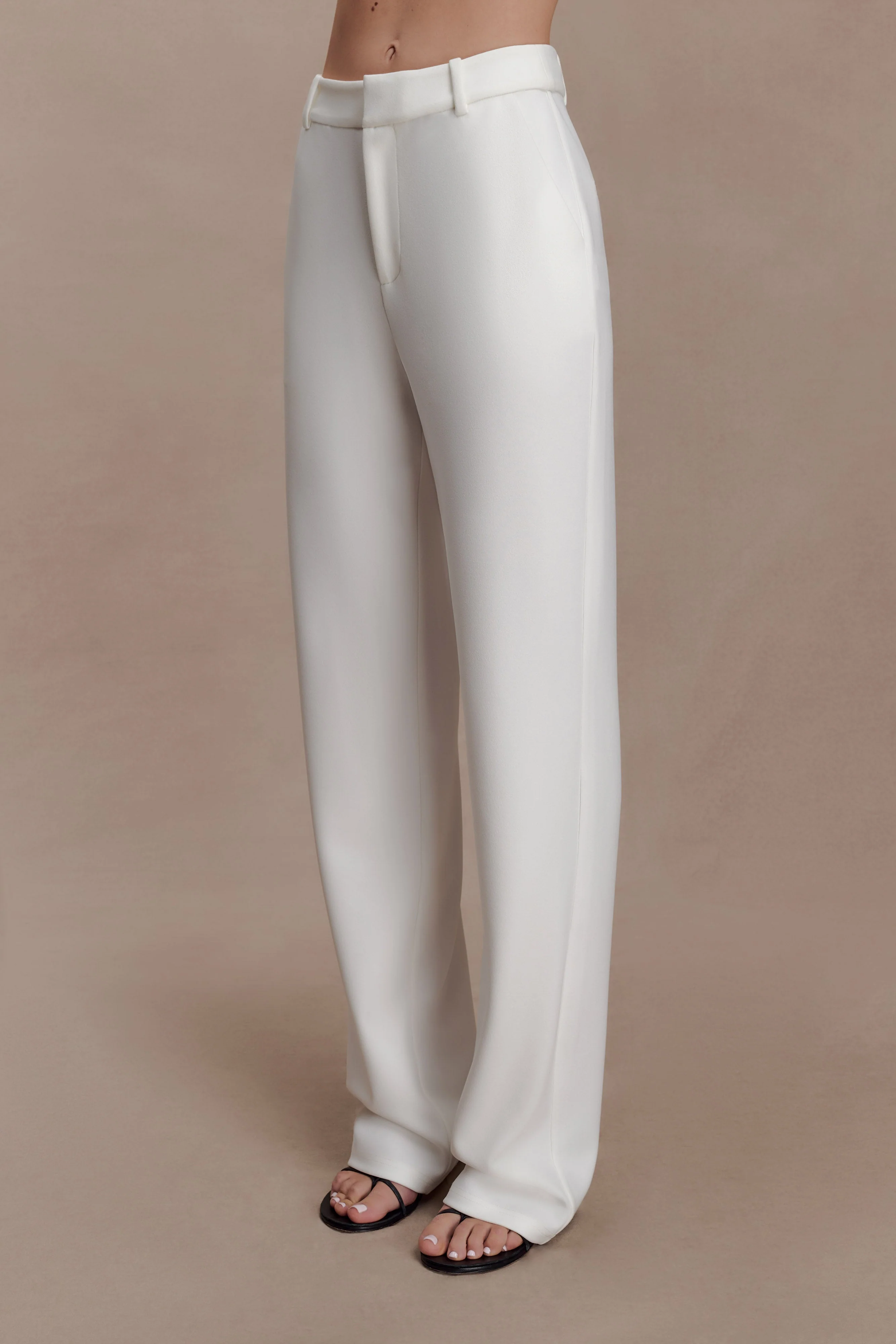 Maude Crepe Straight Leg Pants - Ivory - Image 4