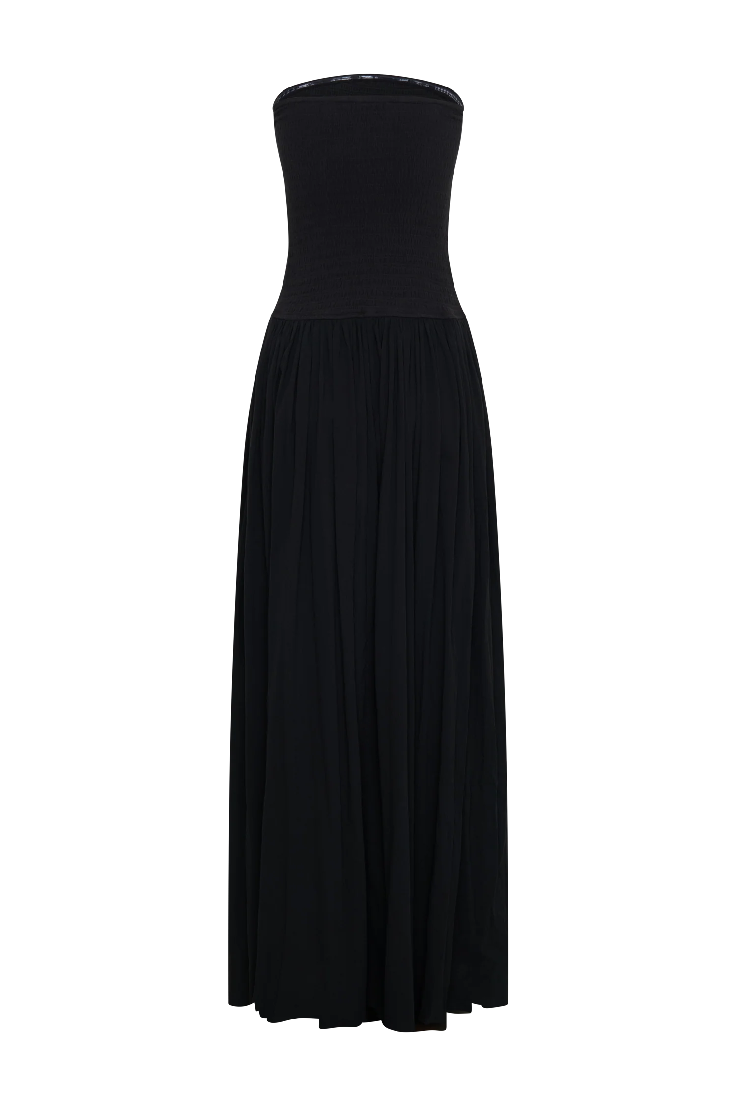 Maureen Cotton Shirring Maxi Dress - Black - Image 6