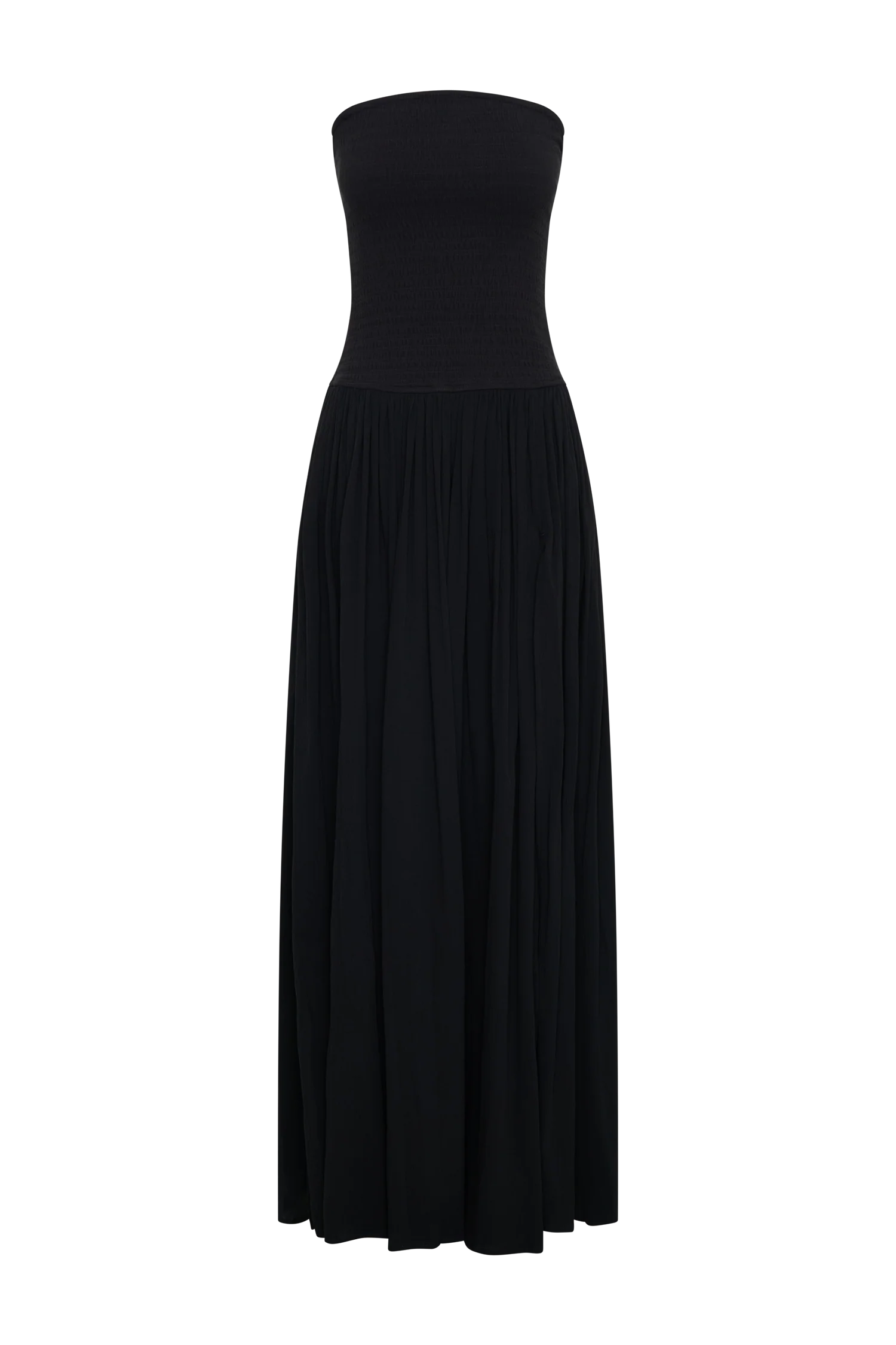 Maureen Cotton Shirring Maxi Dress - Black - Image 7