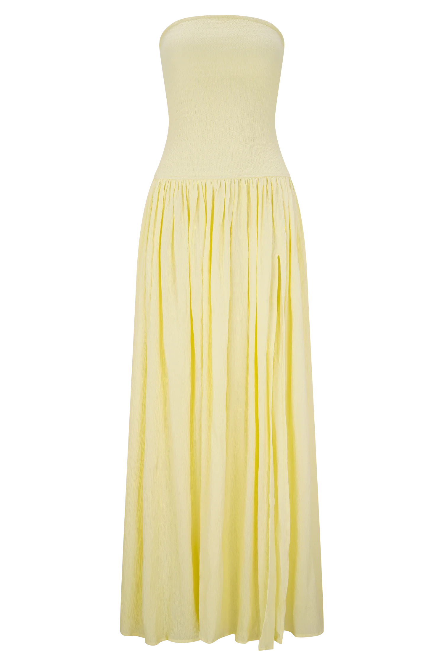 Maureen Cotton Shirring Maxi Dress - Lemon - Image 9