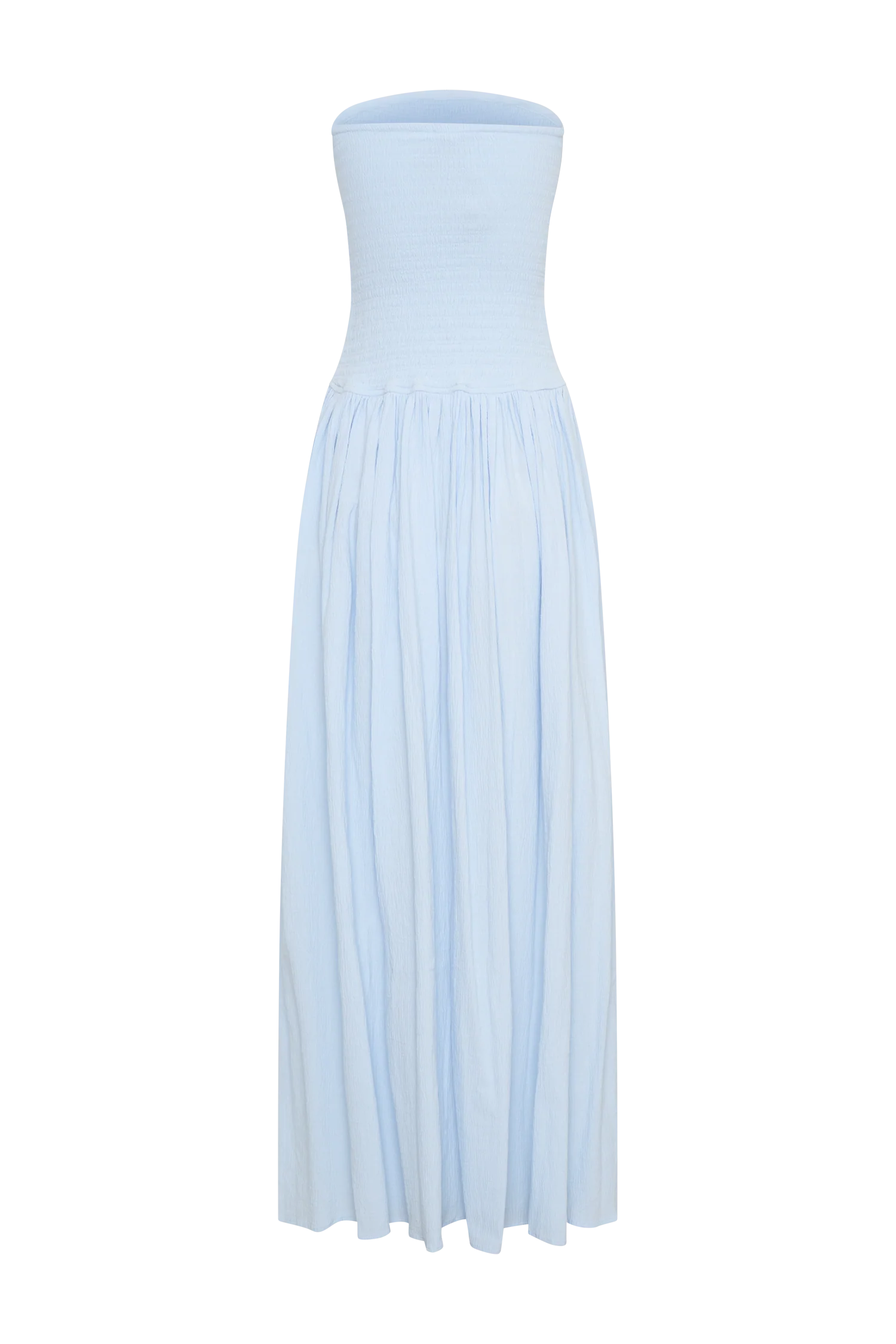 Maureen Cotton Shirring Maxi Dress - Powder Blue - Image 10