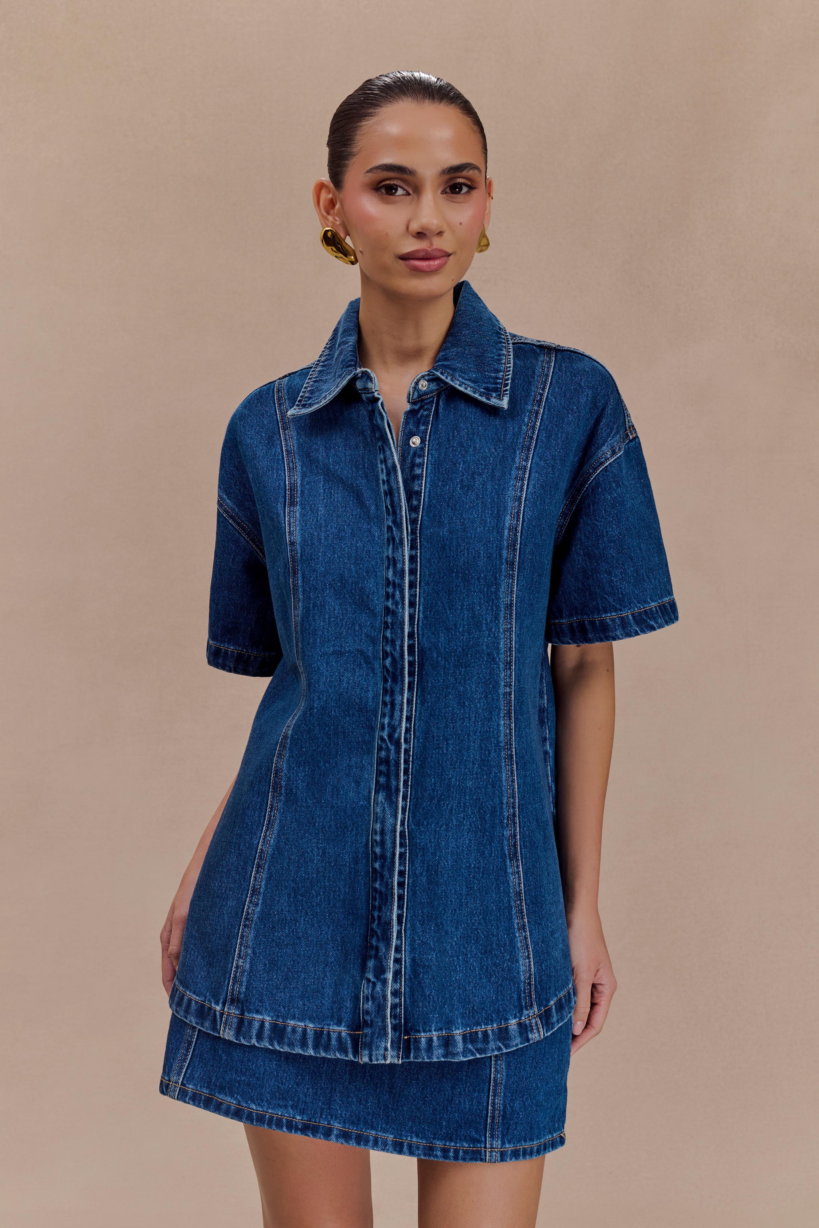 Maya Oversized Denim Shirt - Dark Blue - Image 2