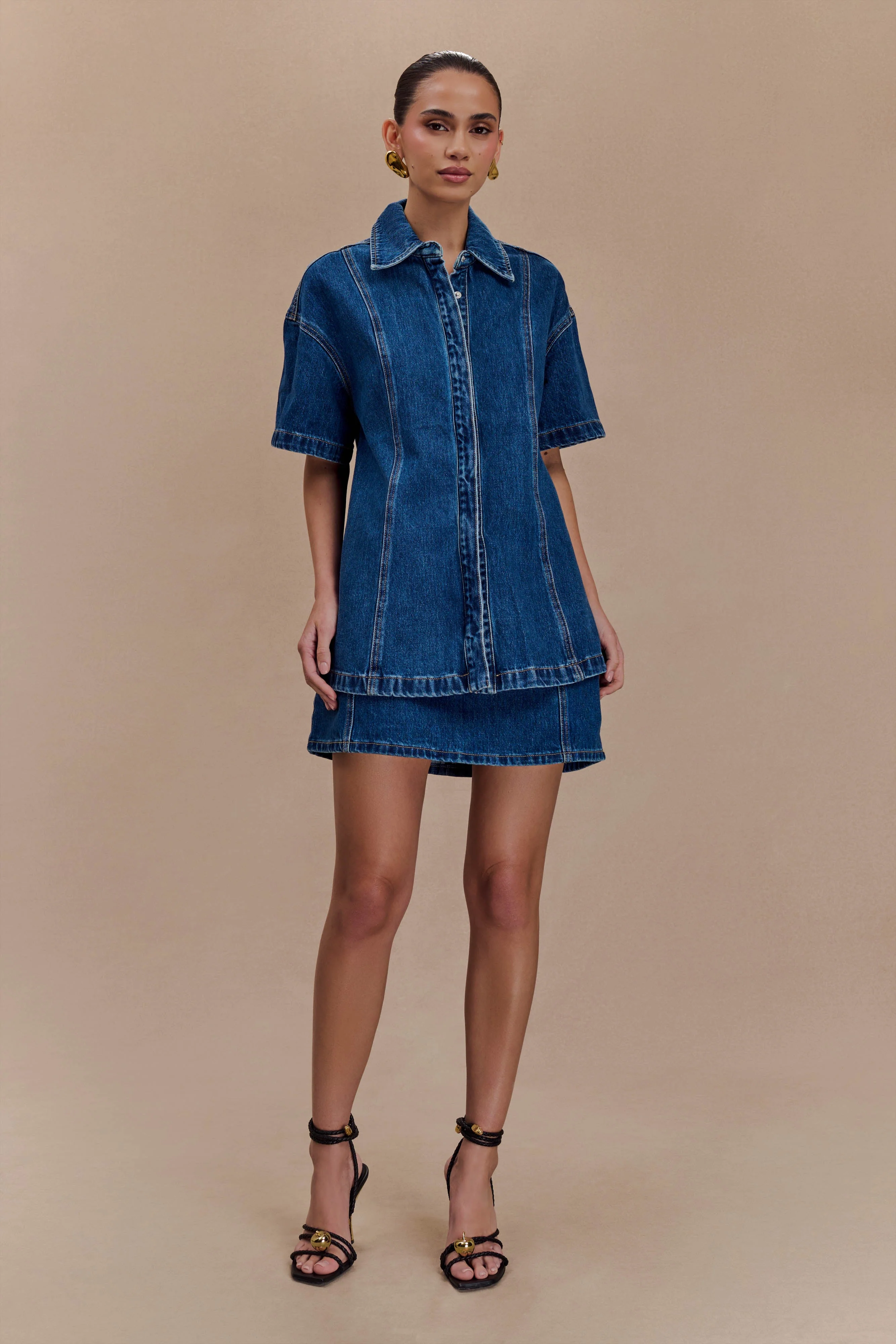 Maya Oversized Denim Shirt - Dark Blue - Image 5
