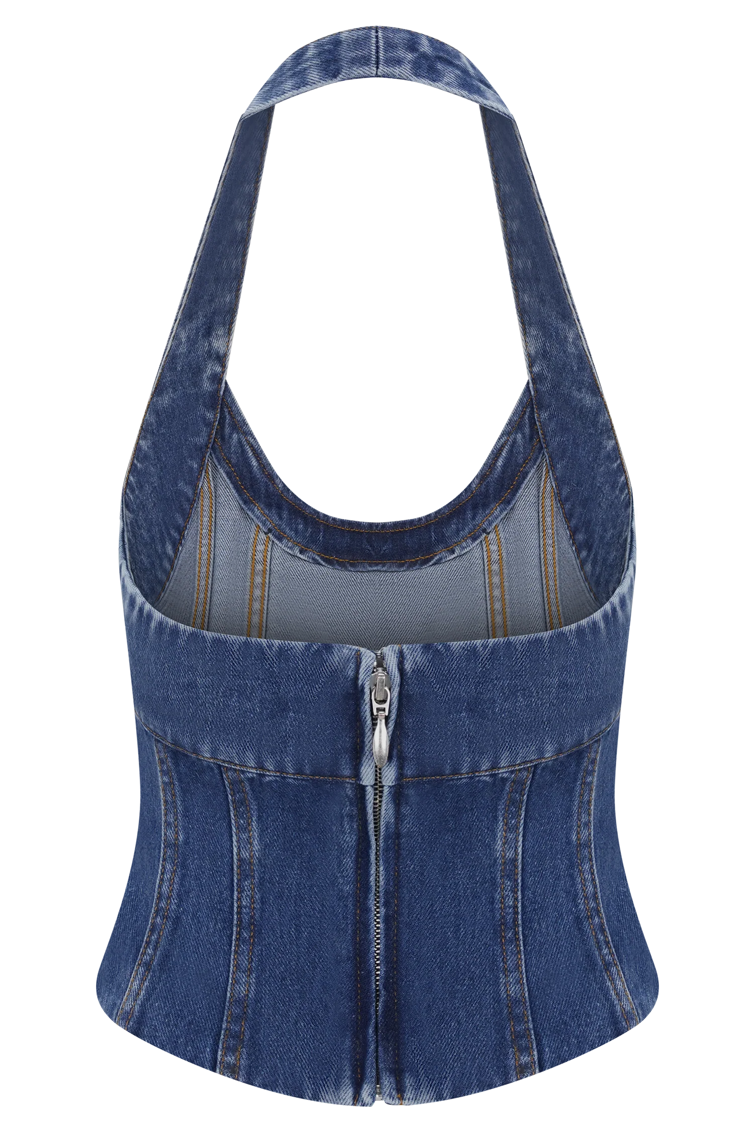 Meadow Denim Corset Halter Top - Dark Blue - Image 9