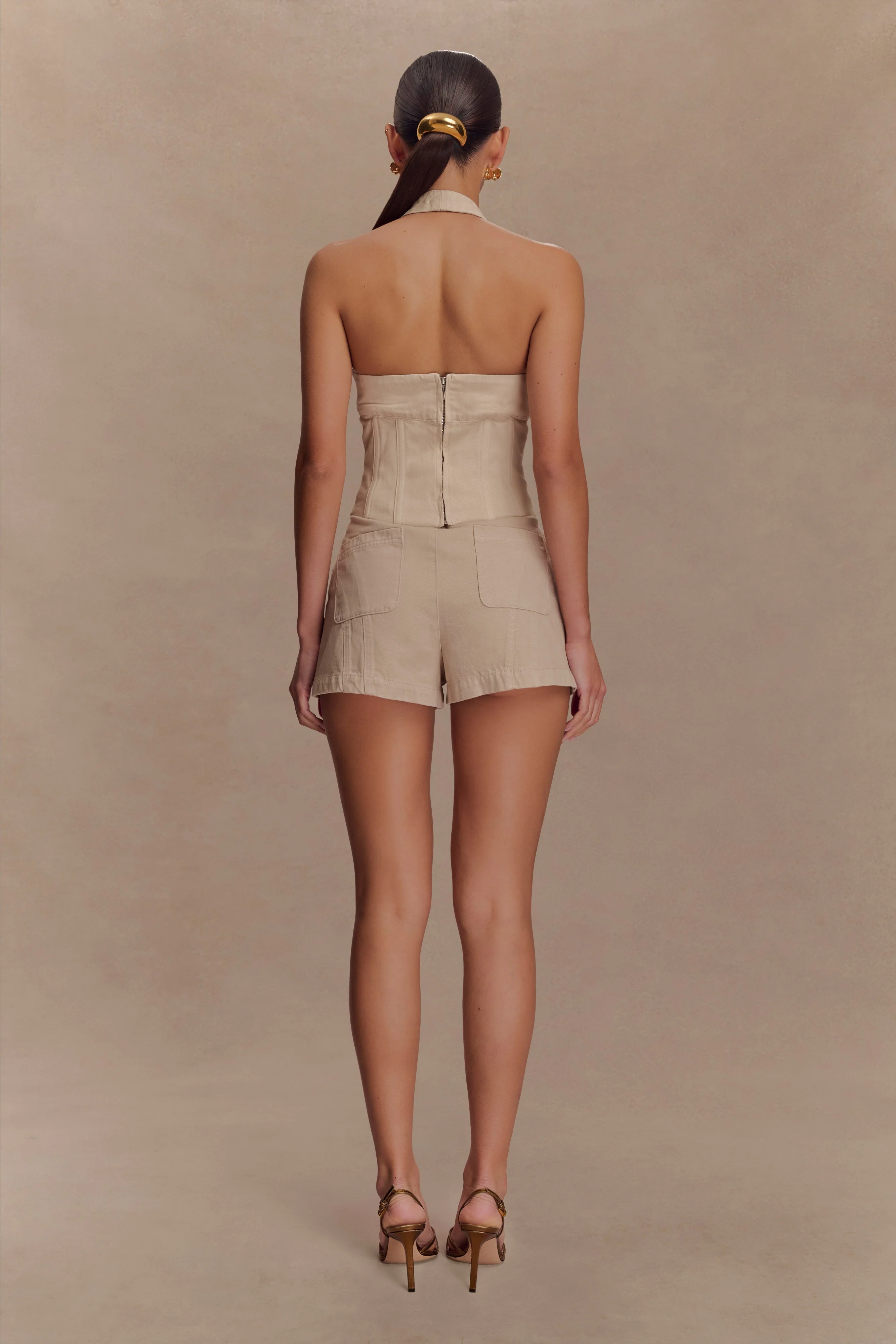 Meadow Denim Corset Halter Top - Stone Wash - Image 4