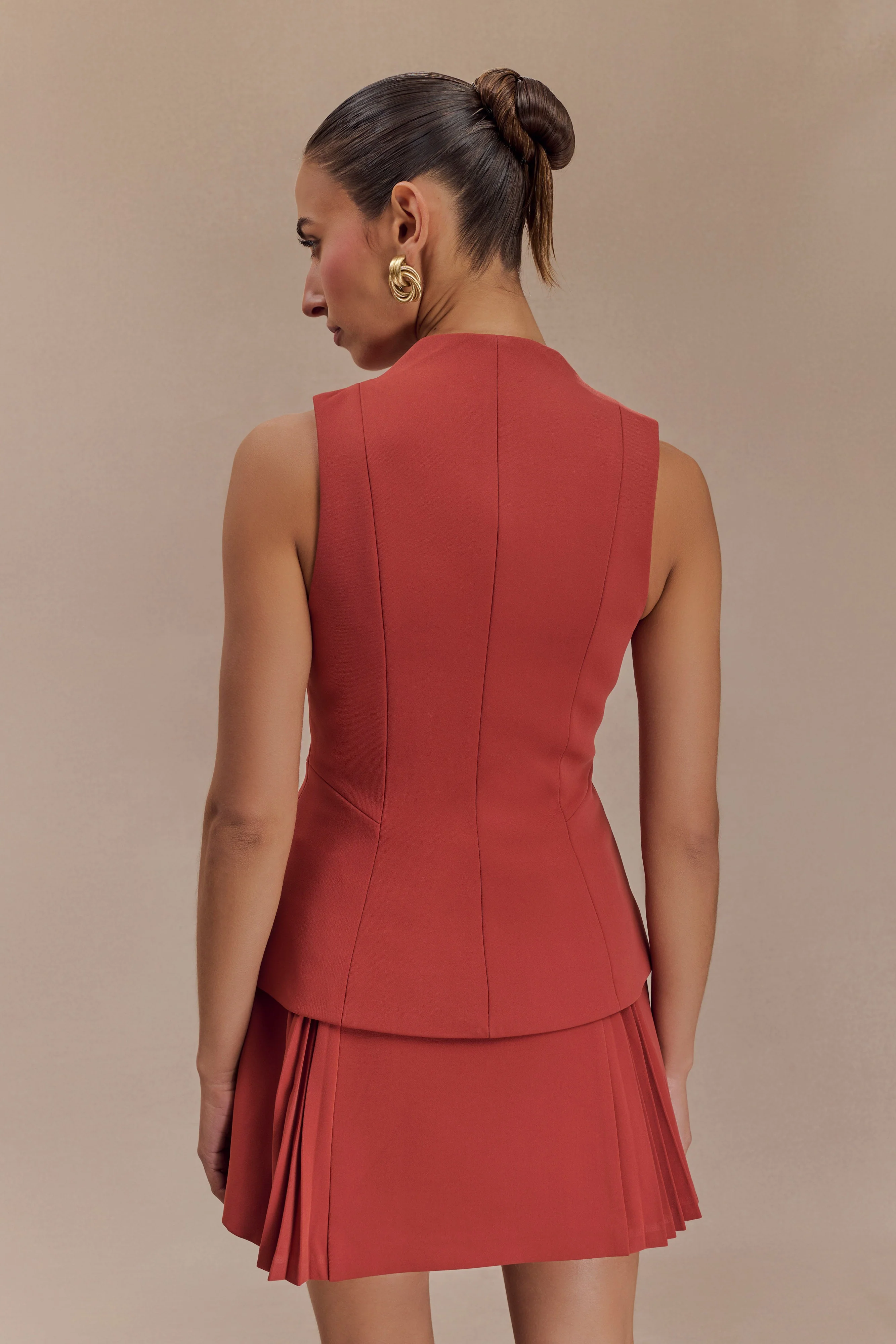 Melinda Structured Vest Top - Chilli - Image 2