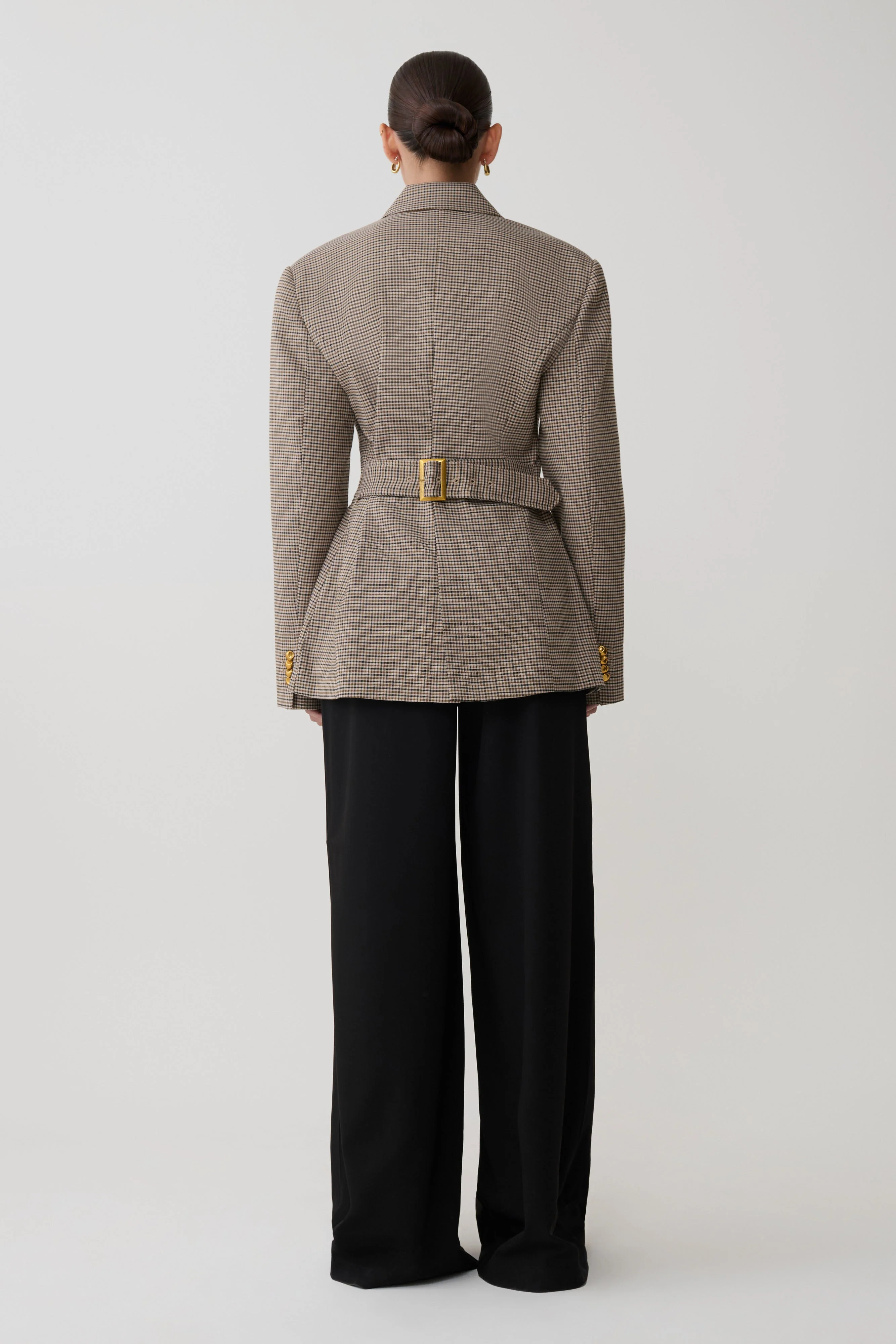 Mila Shaped Blazer - Tan Check - Image 3