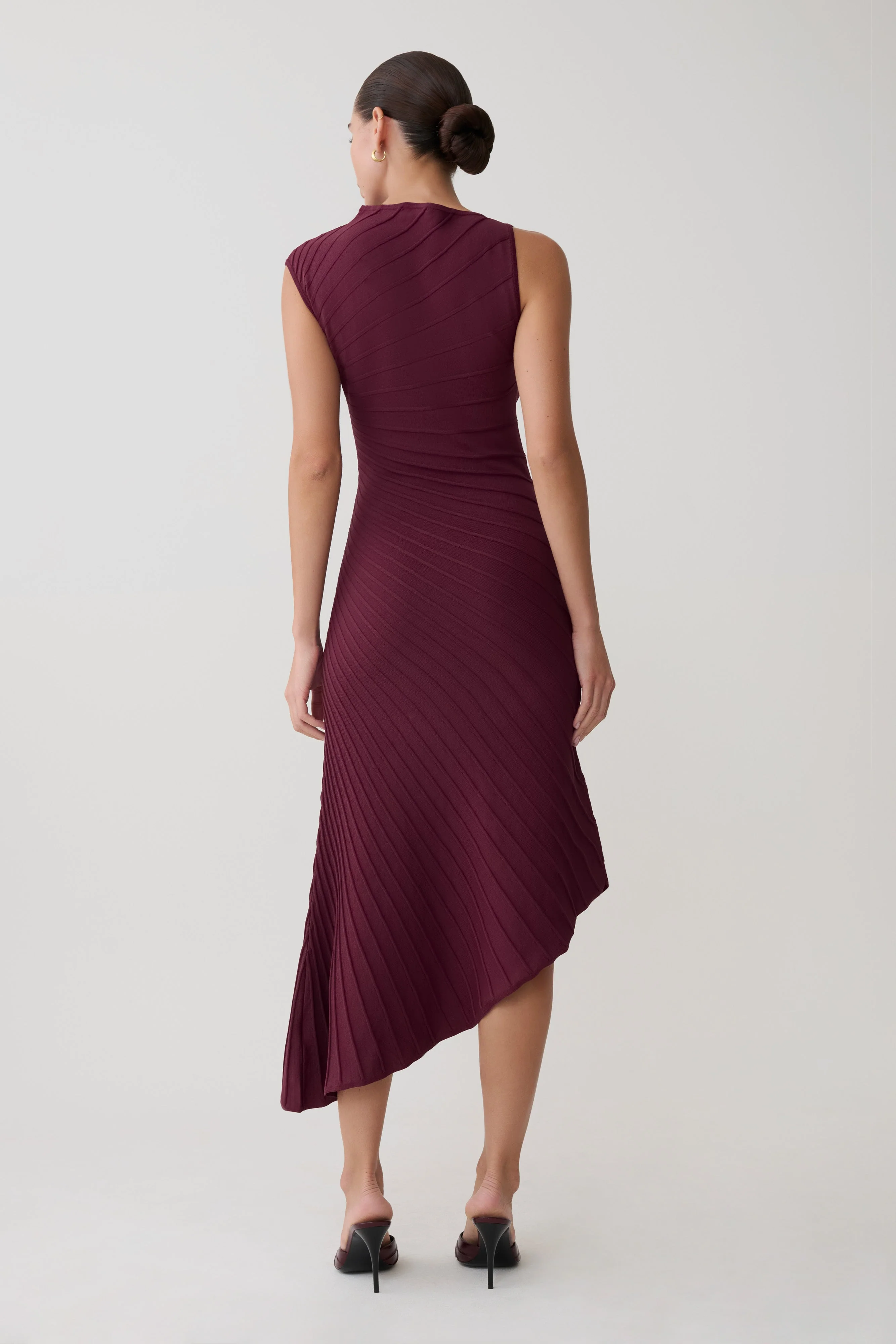 Milasandra Pleated Knit Dress - Plum - Image 9
