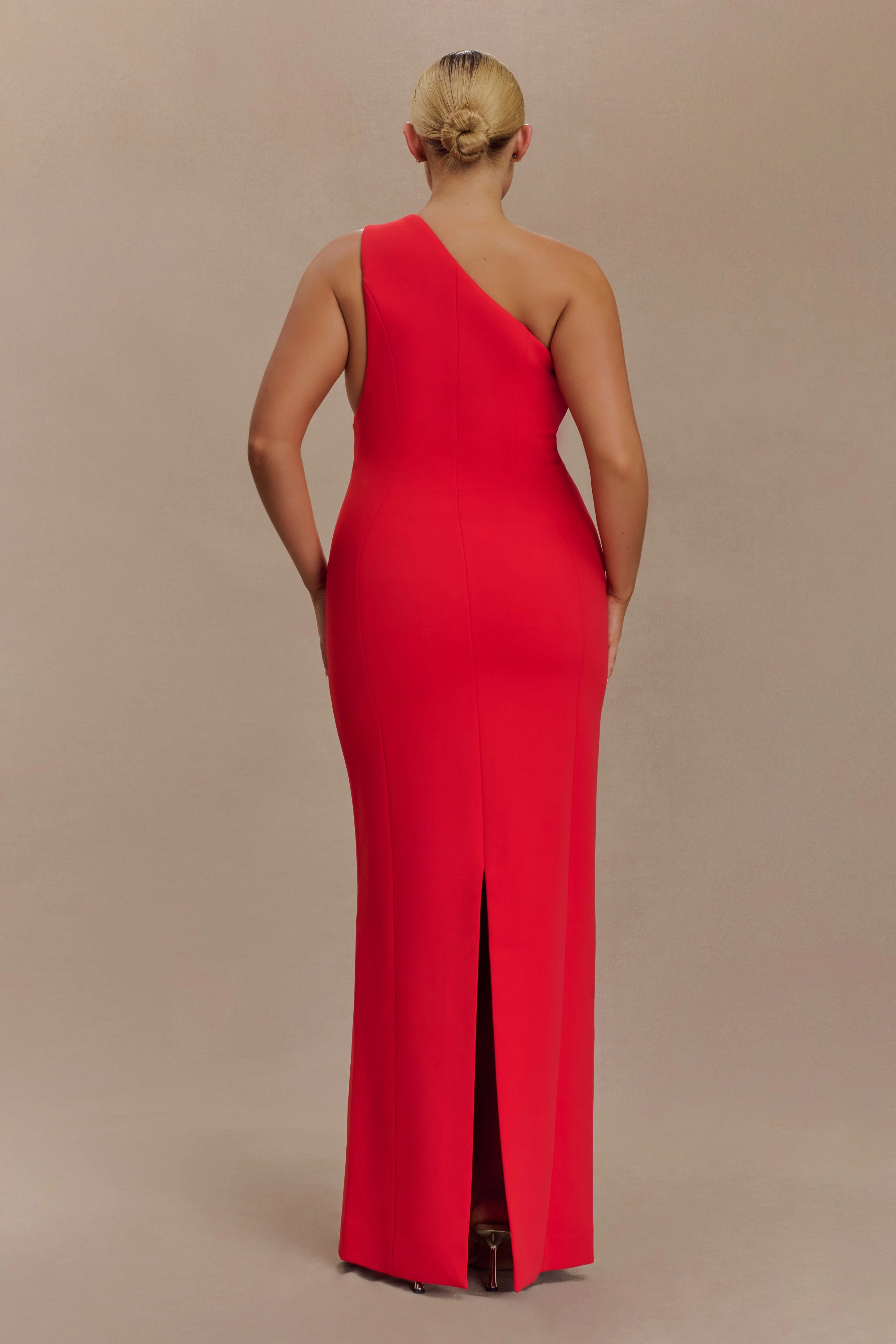 Milena One Shoulder Crepe Maxi Dress - Red - Image 5