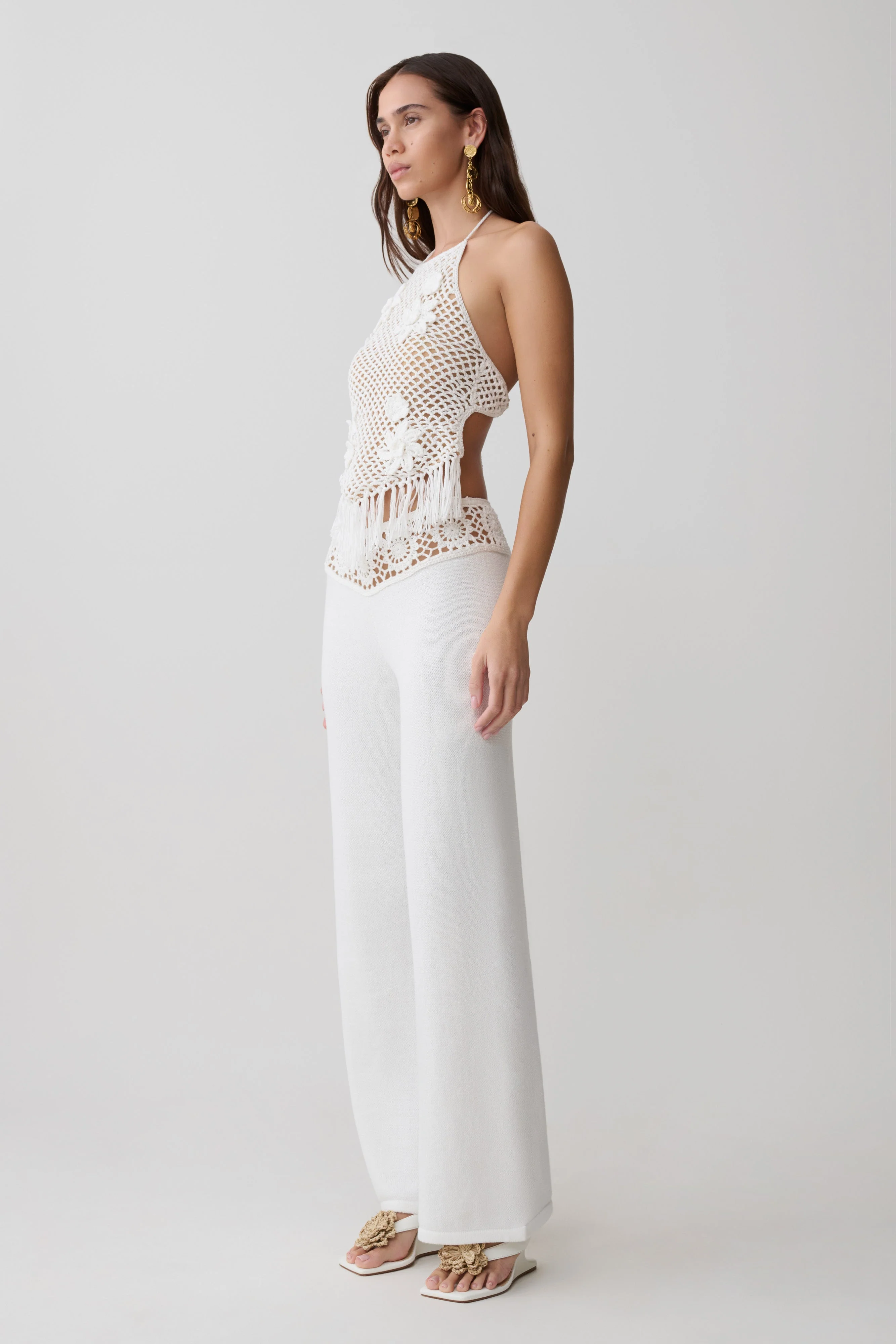 Miley Crochet Halter Top - Ivory - Image 4