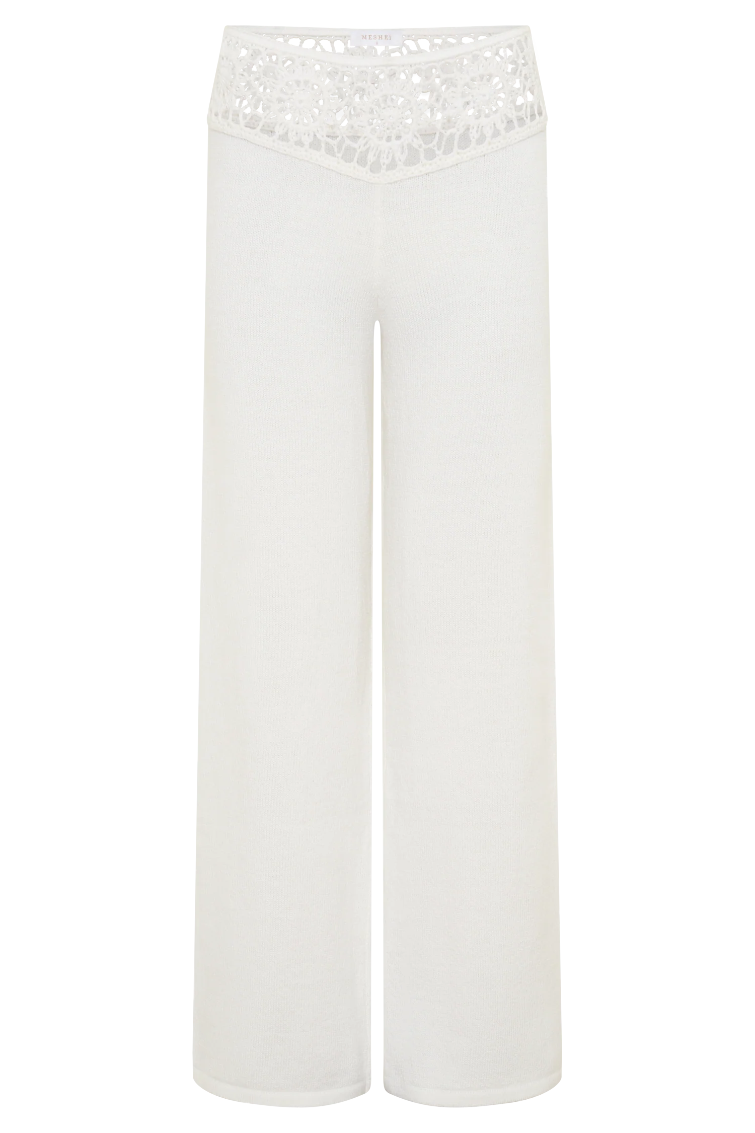 Miley Crochet Waistband Straight Leg Pant - Ivory - Image 9