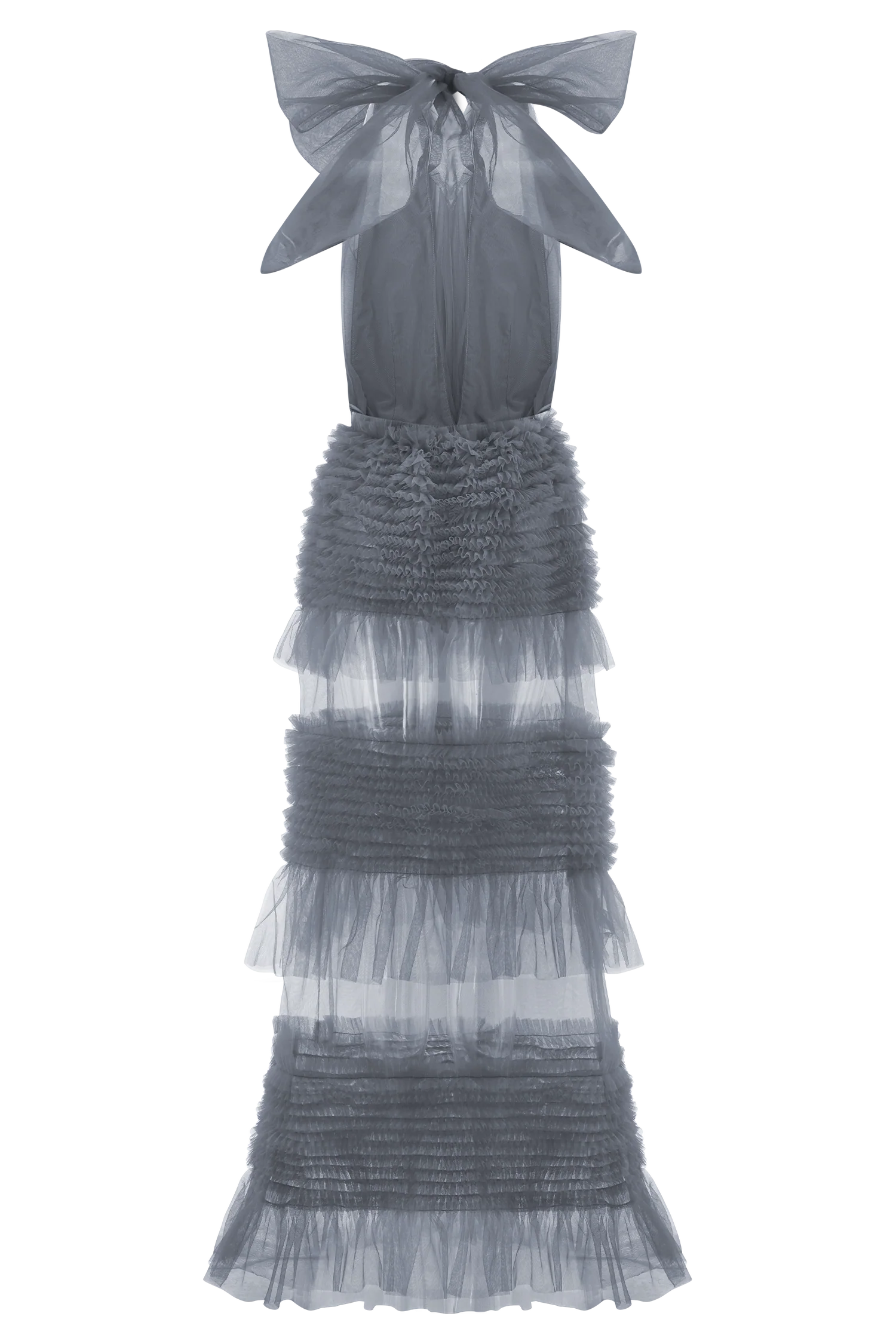 Minka Mesh Ruffle Halter Maxi Dress - Dusty Blue - Image 7