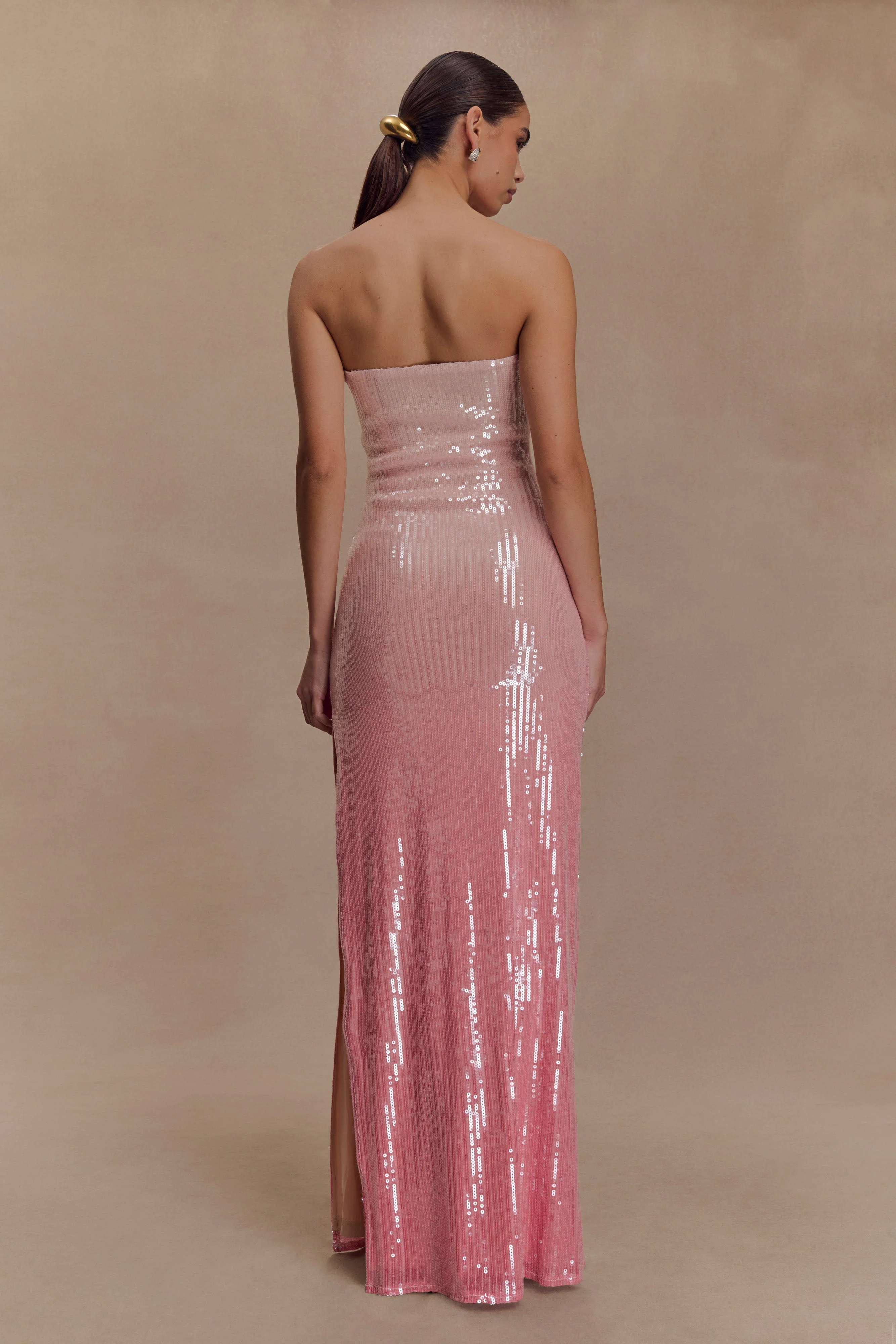 Miranda Strapless Sequin Maxi Dress - Ombre Pink - Image 2