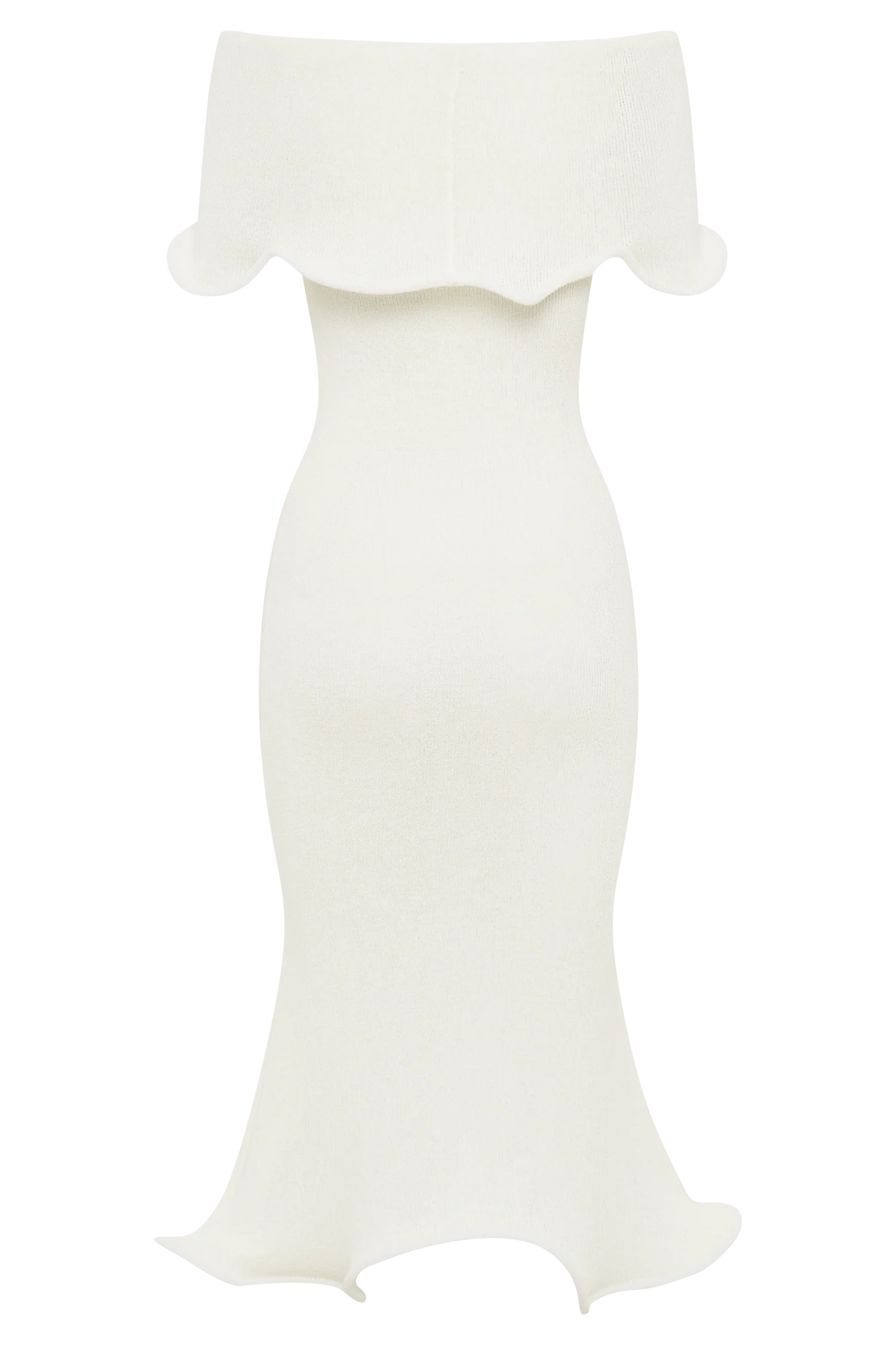 Molly Off Shoulder Knit Midi Dress - Ivory - Image 7
