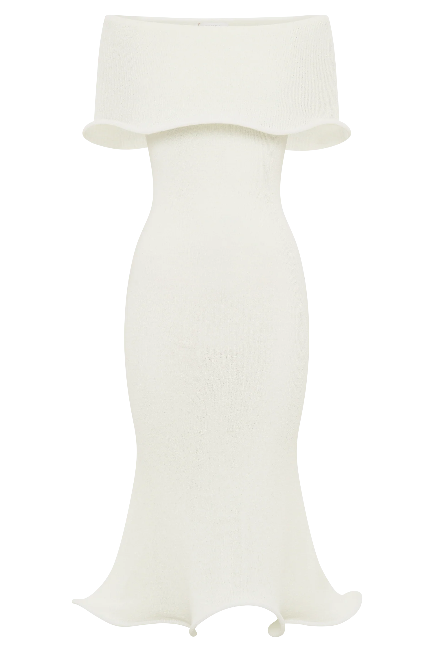 Molly Off Shoulder Knit Midi Dress - Ivory - Image 8
