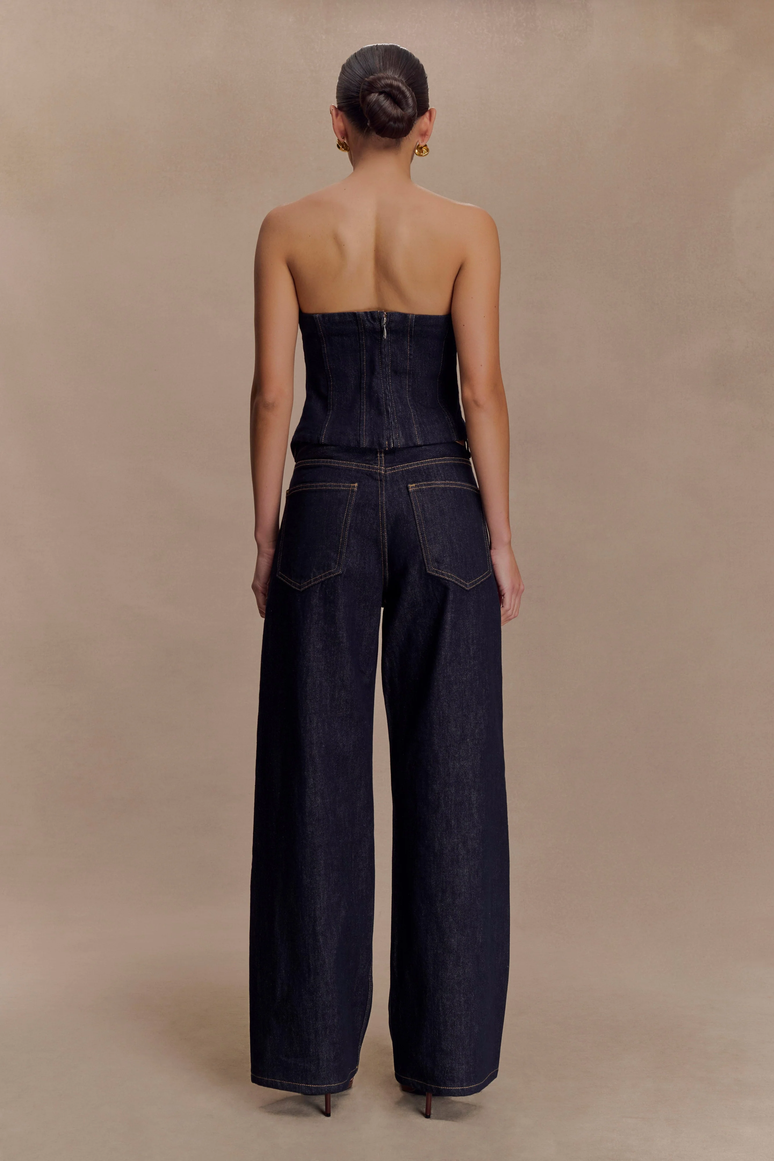 Monte Strapless Denim Corset - Washed Indigo Blue - Image 2