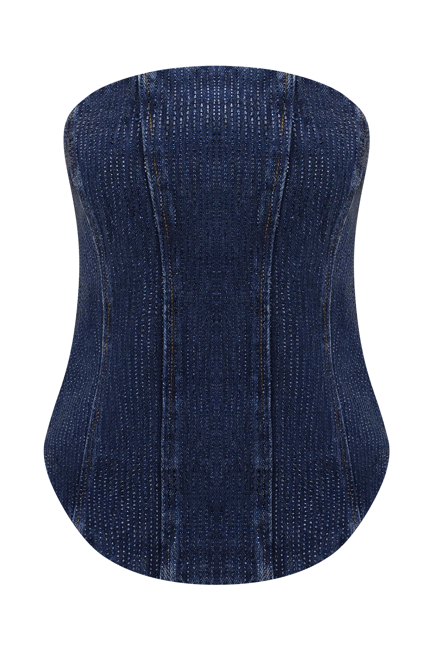 Monte Strapless Diamante Denim Corset - Midnight Blue - Image 11