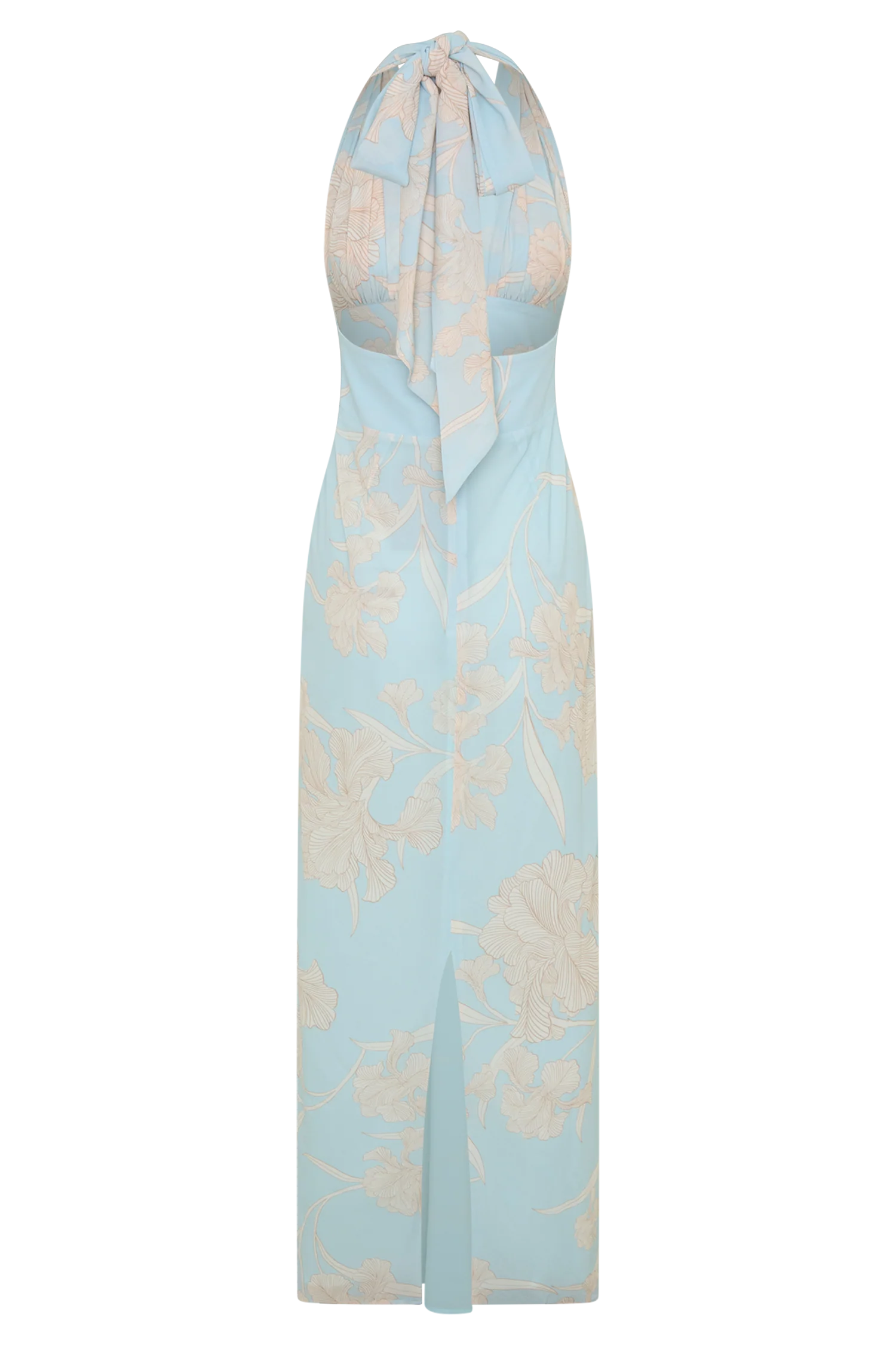 Nadine Halter Scarf Chiffon Maxi Dress - Blue Floral Print - Image 9