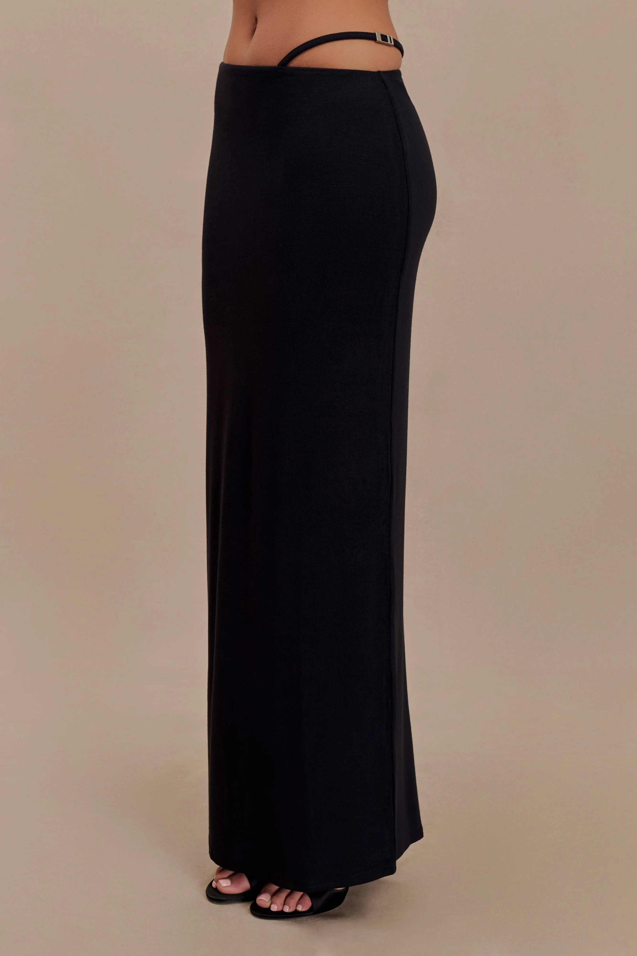 Natalia Modal Buckle Maxi Skirt - Black - Image 5