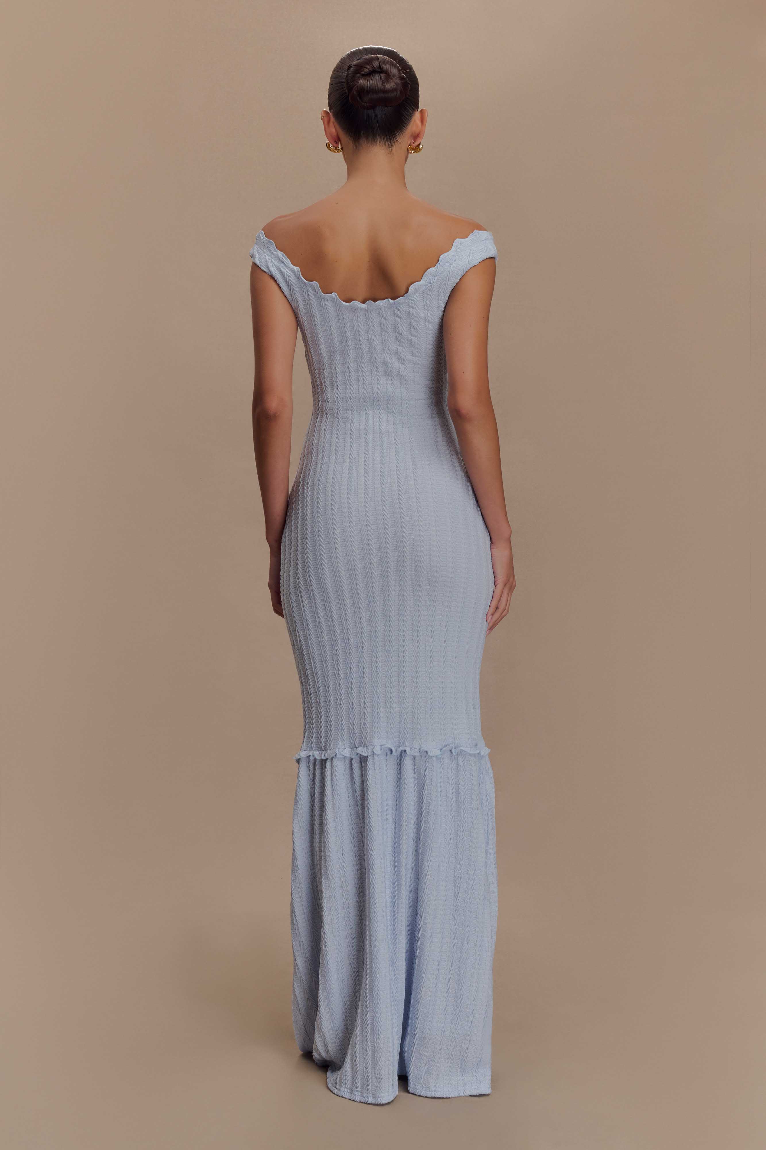 Natalie Off Shoulder Maxi Dress - Sky Blue - Image 2