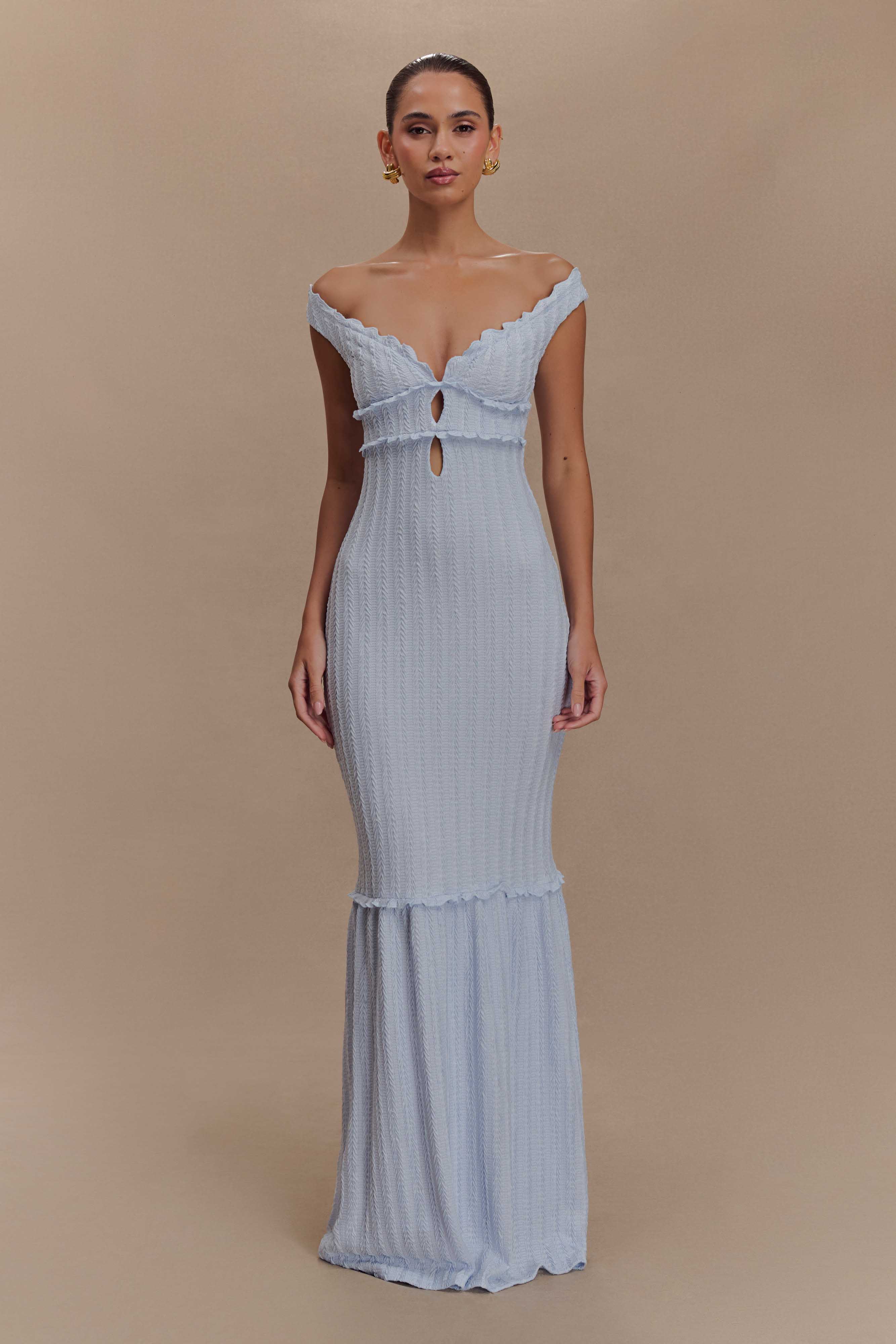 Natalie Off Shoulder Maxi Dress - Sky Blue - Image 5