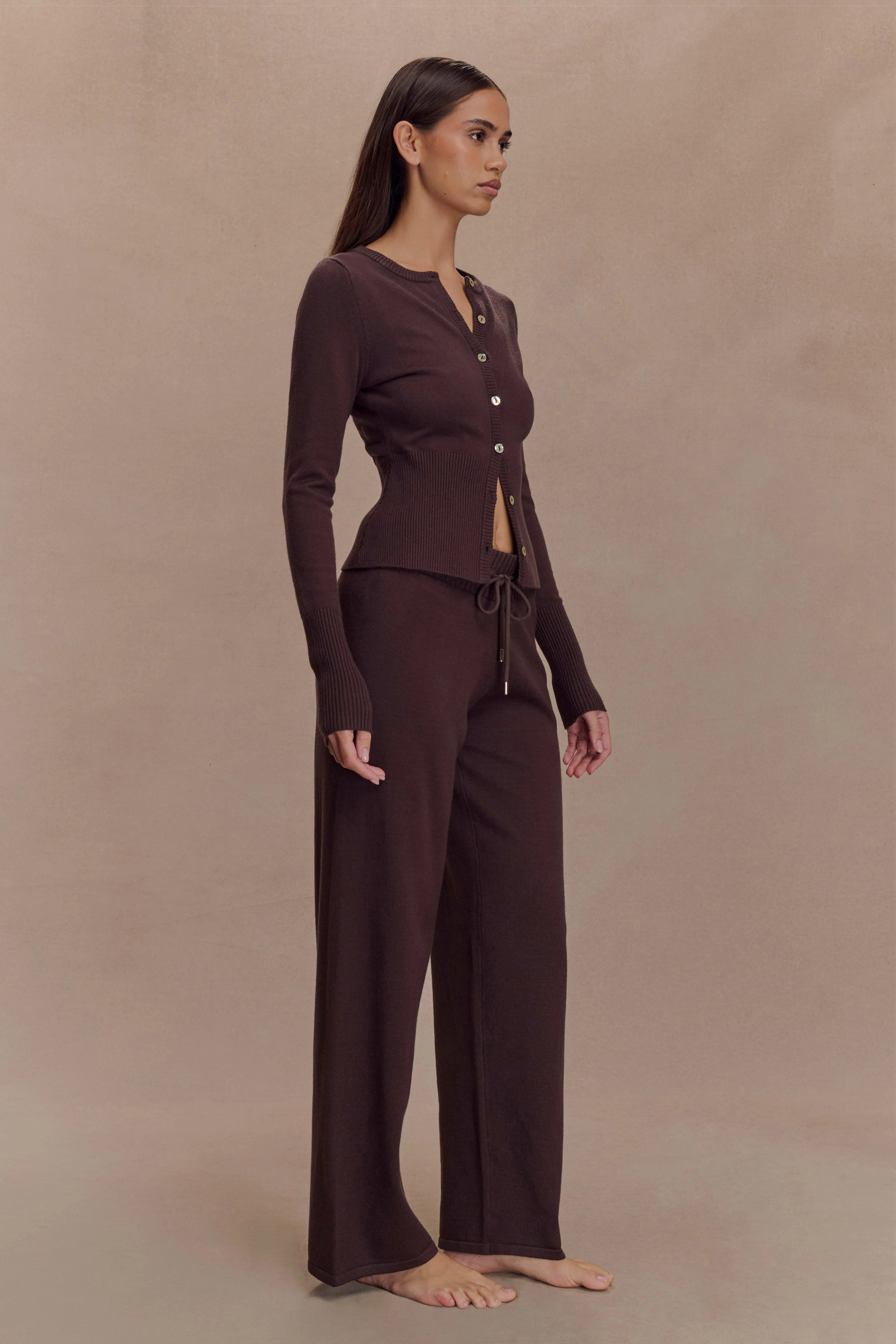 Natalya Knit Wide Leg Pants - Dark Chocolate - Image 4