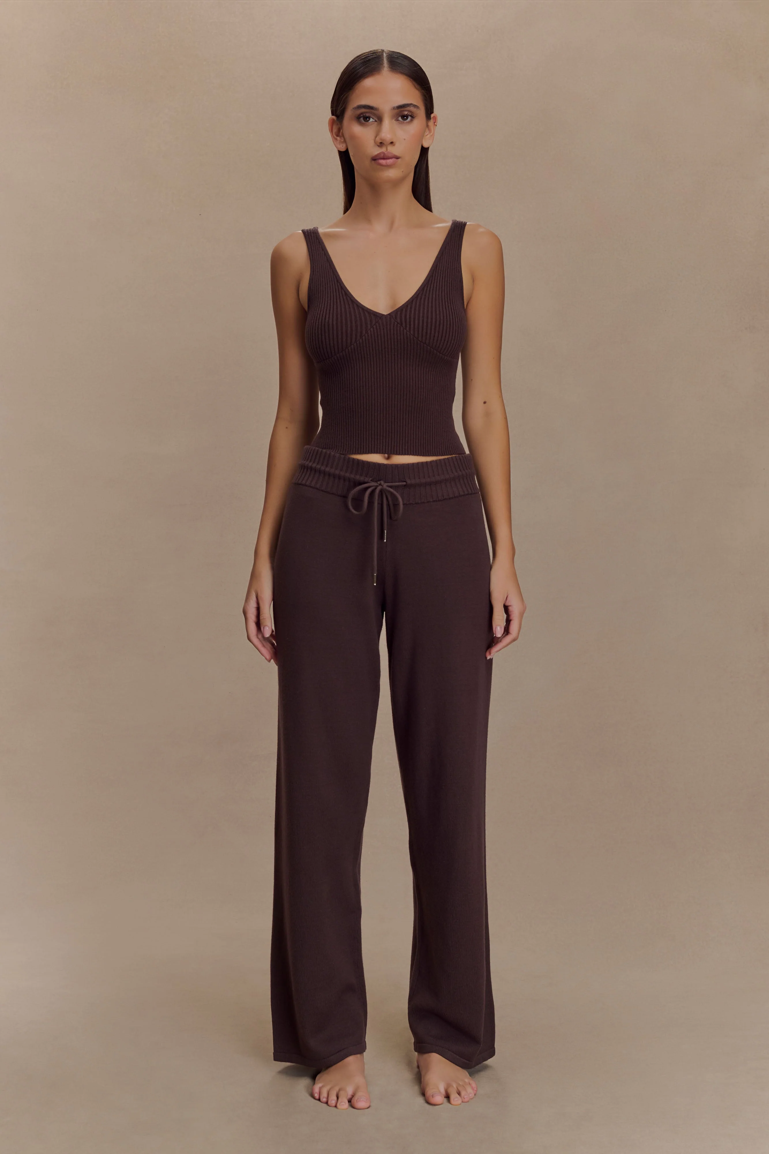 Natalya Knit Wide Leg Pants - Dark Chocolate - Image 6