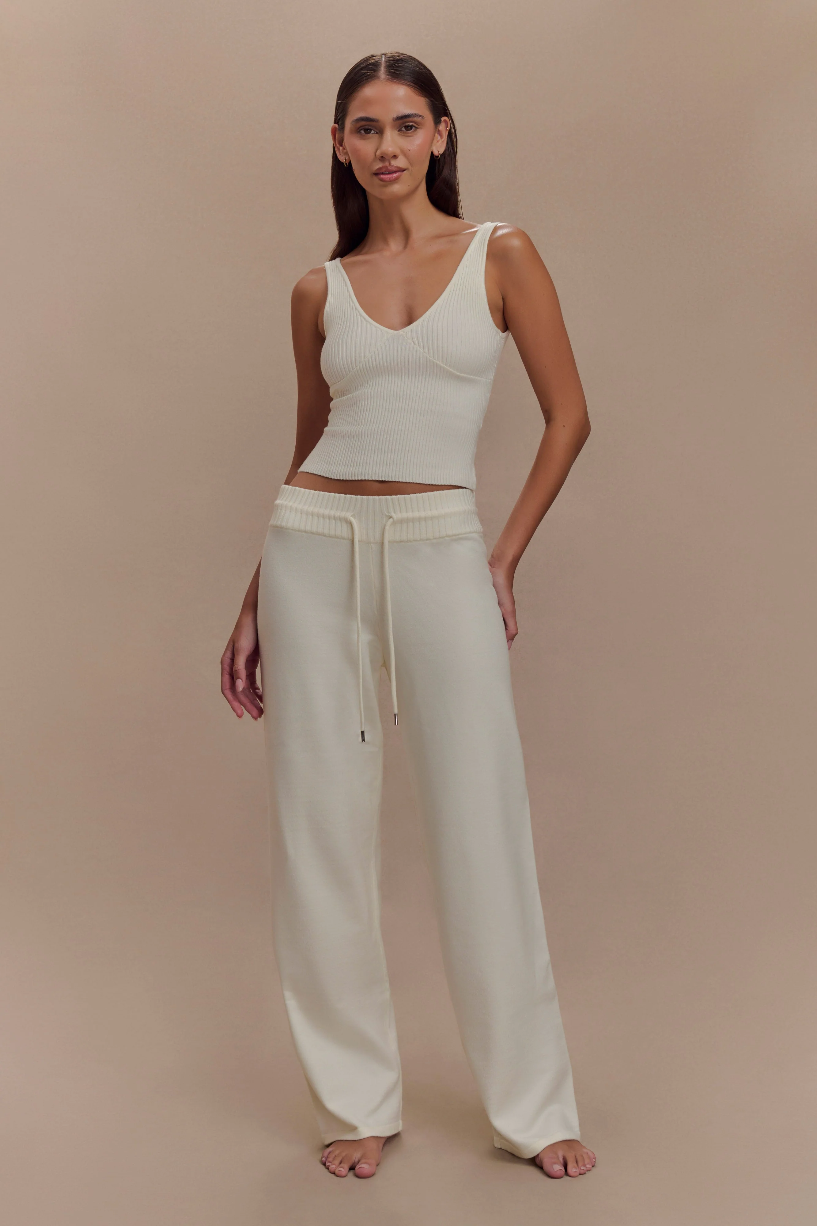 Natalya Knit Wide Leg Pants - Ivory - Image 6