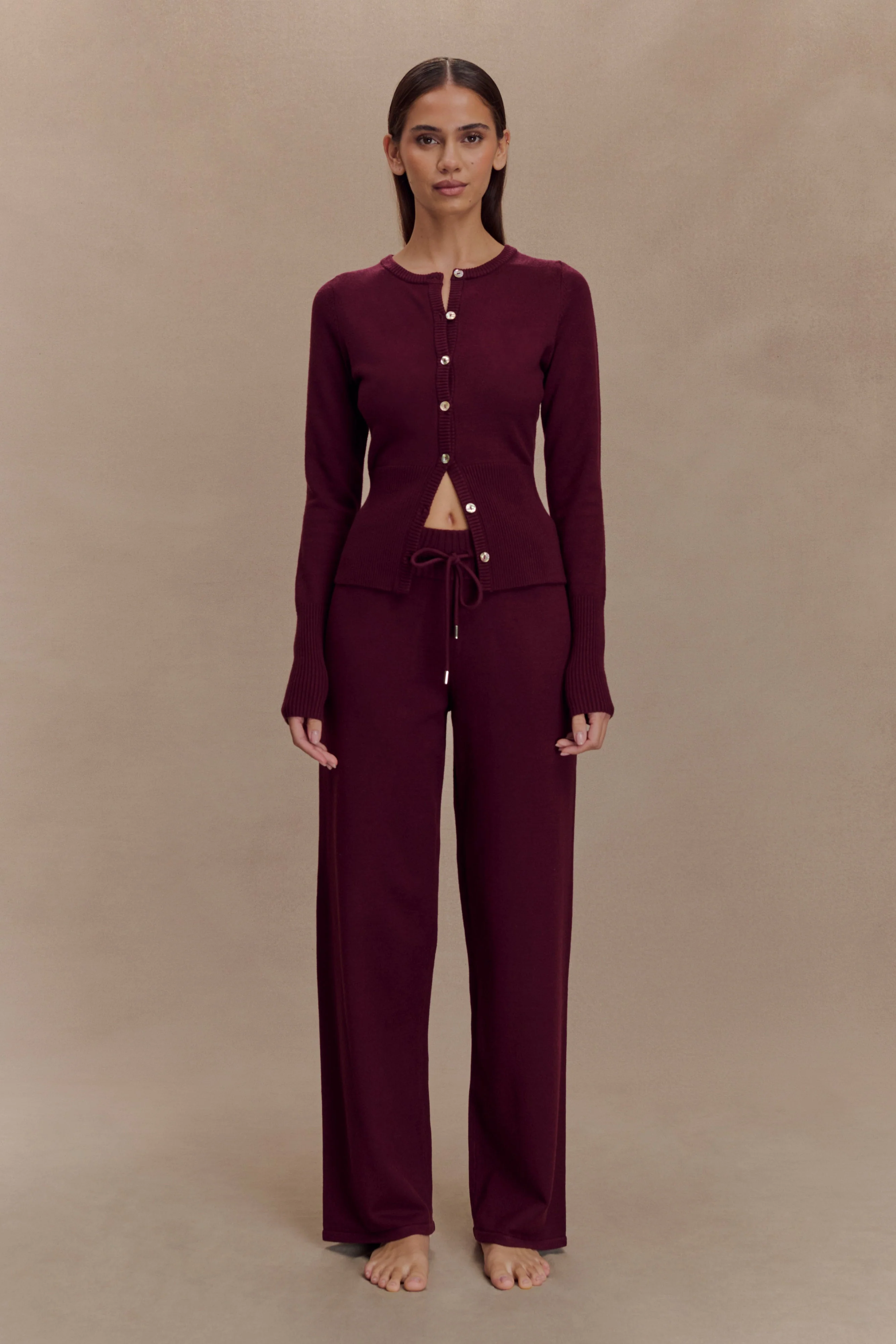 Natalya Knit Wide Leg Pants - Merlot - Image 6
