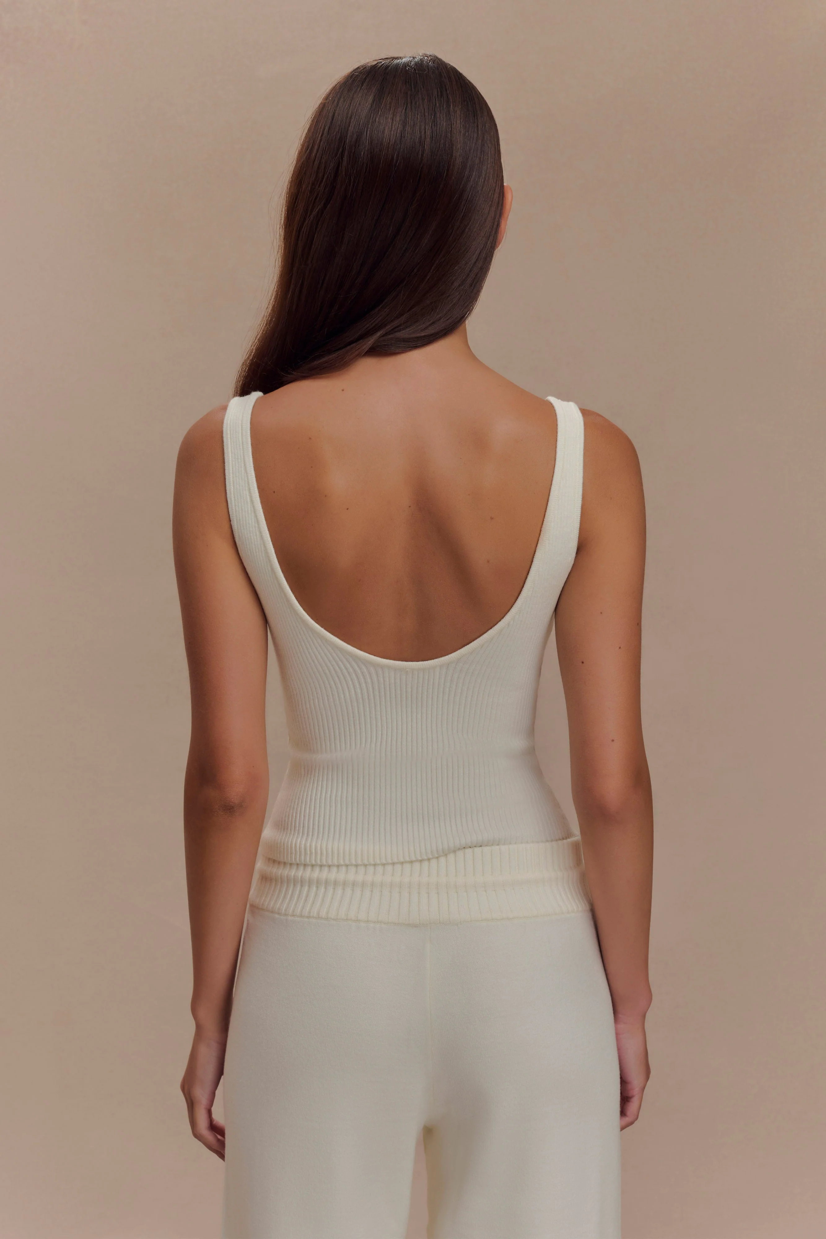Natalya Ribbed Knit Cami Top - Ivory - Image 2