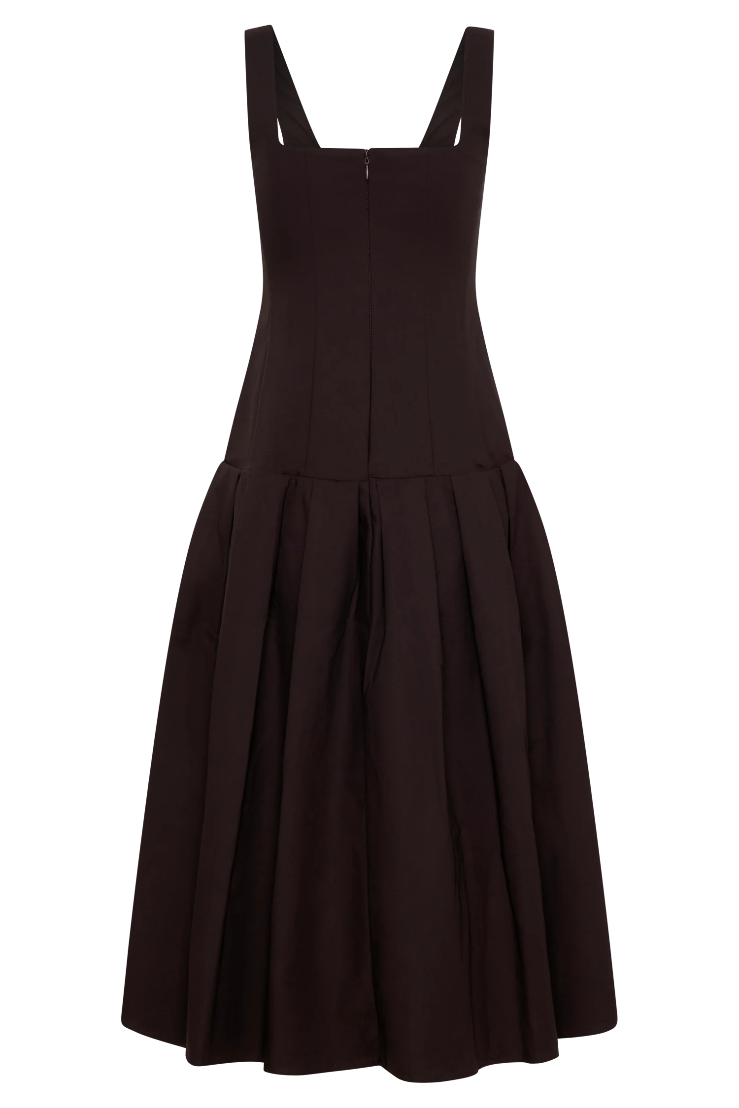 Natascha Drop Waist Cotton Midi Dress - Chocolate - Image 6