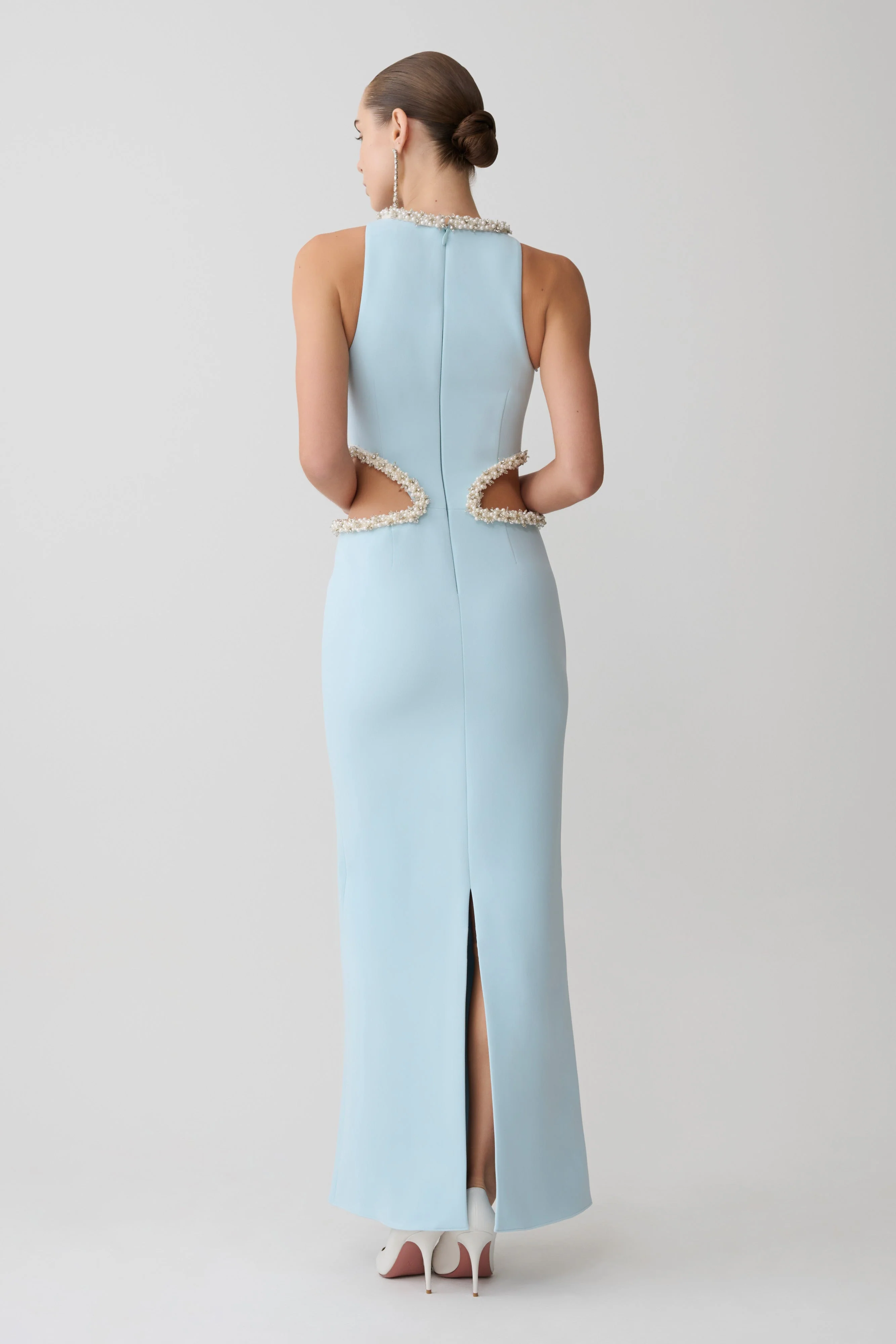 Nicole Embellished Cut Out Maxi Dress - Pale Blue - Image 2