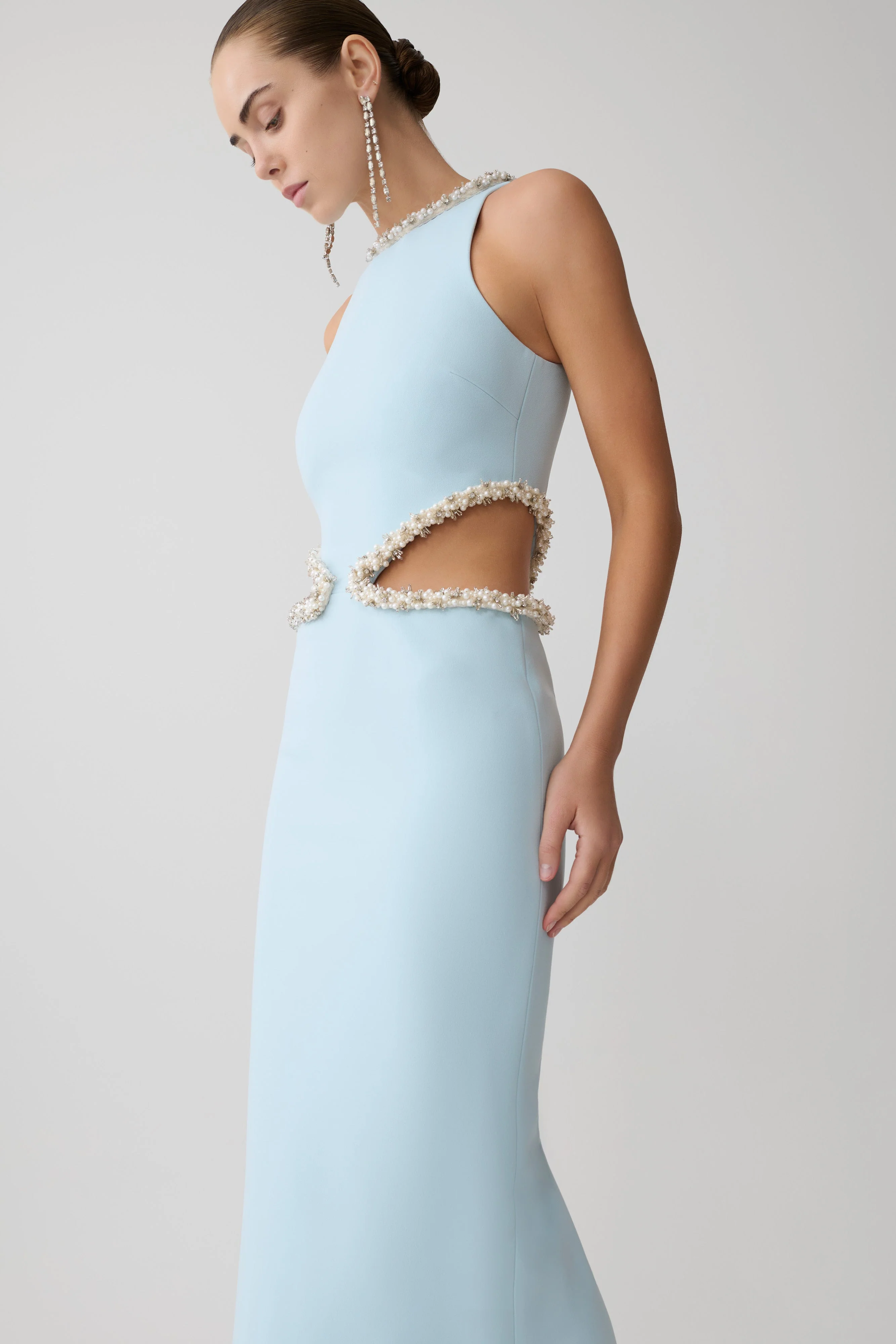 Nicole Embellished Cut Out Maxi Dress - Pale Blue - Image 5