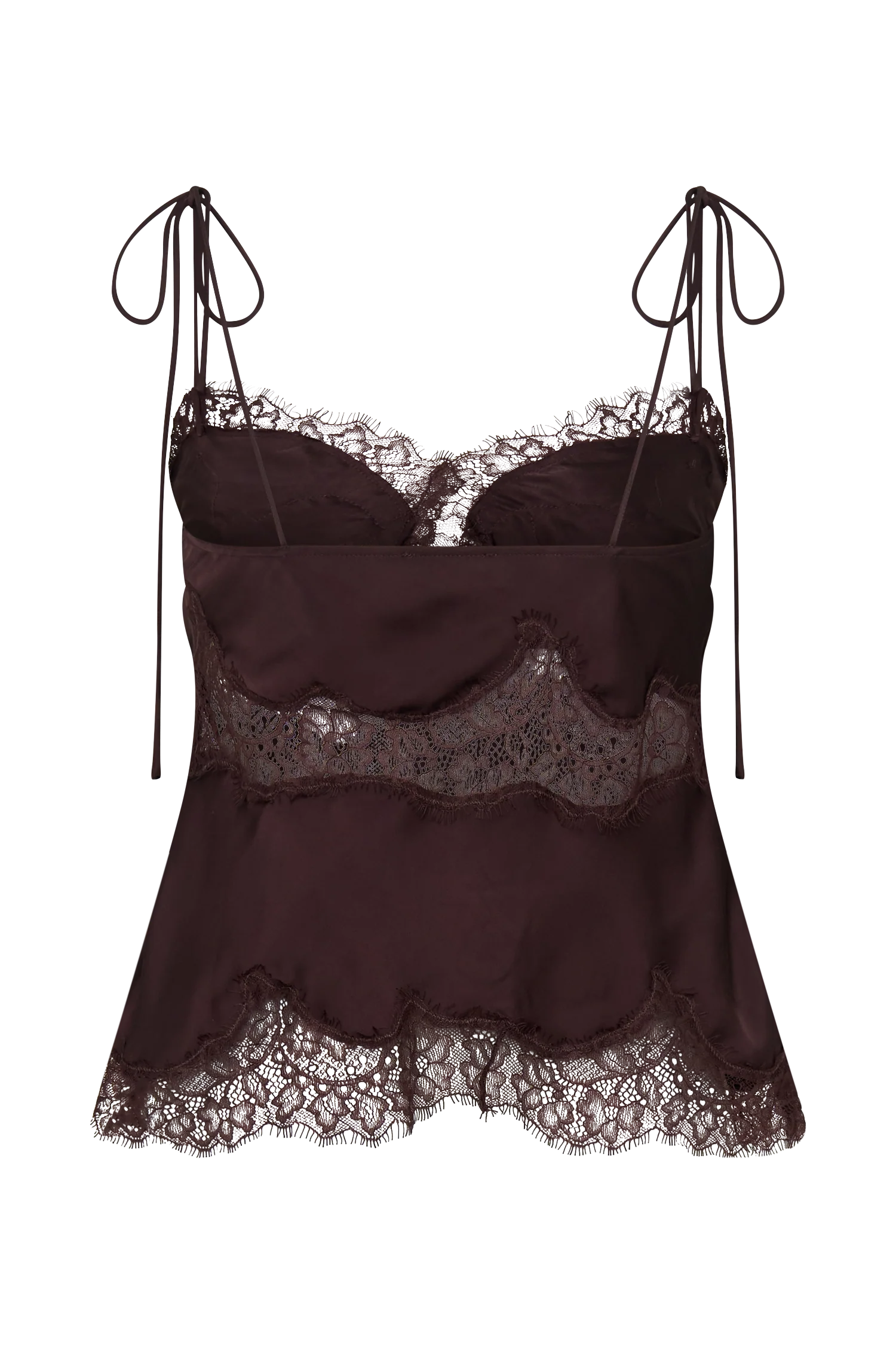 Nina Satin And Lace Camisole - Chocolate - Image 8